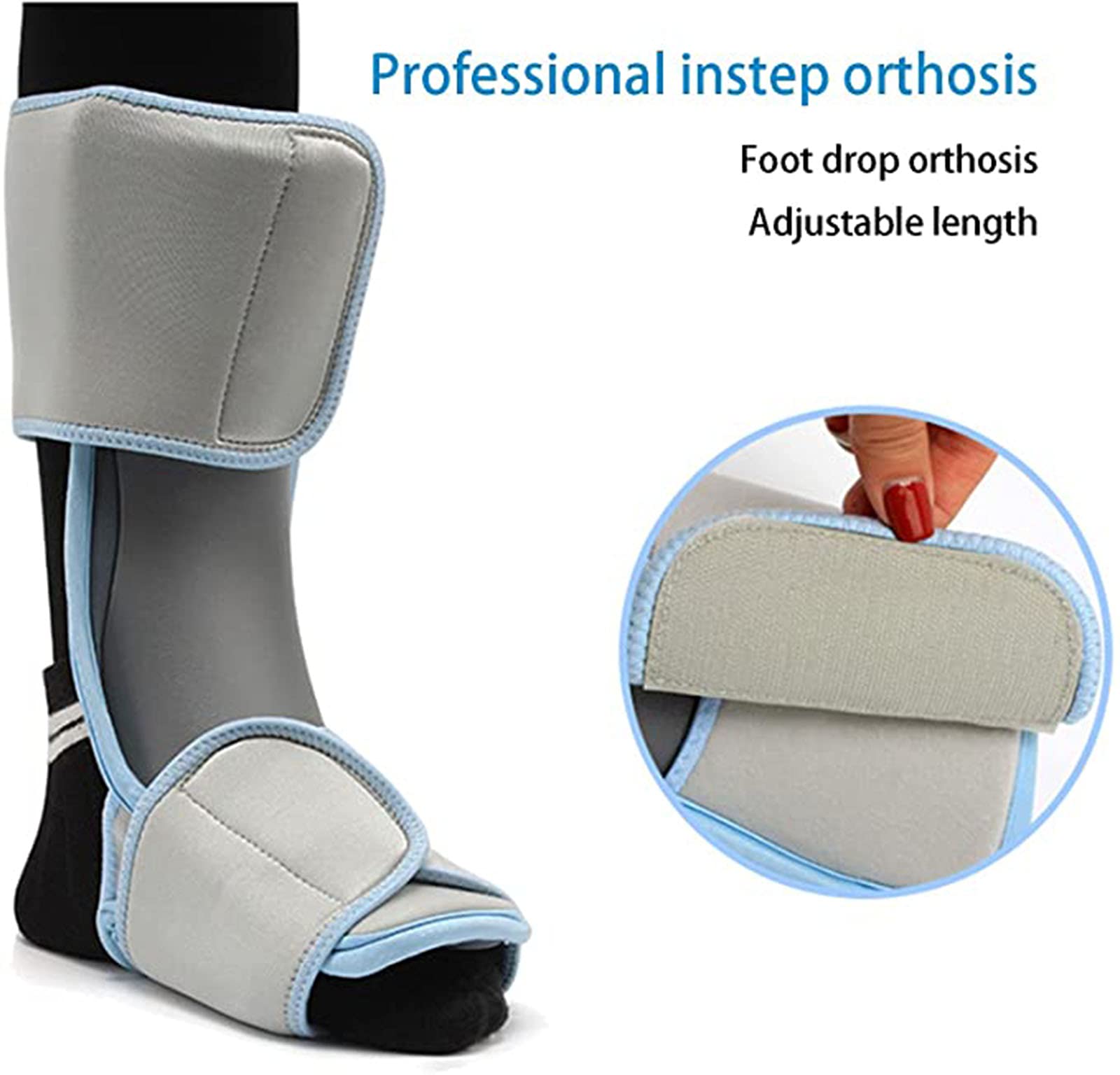 Ortesis De Pie Caído, Soporte De Tobillo Ajustable para Pie Caído, Tendinitis De Aquiles, Fascitis Plantar, Accidente Cerebrovascular, Lesión Nerviosa, Alivio De La Presi,Left-L/XL