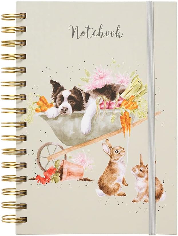 Wrendale Designs - Sleeping on the Job' Border Collie and Rabbit Notebook