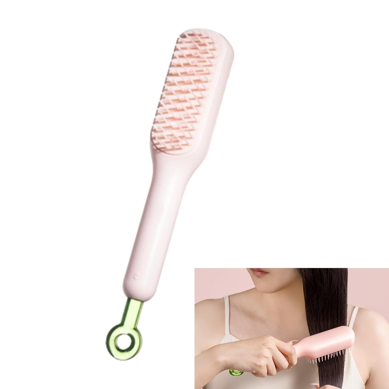 Selbstreinigender Massagekamm 2024 – Mit One-Pull-Clean-Funktion, Antistatisch, Drehbar, Für Alle Haartypen (weiß/rosa/blau)