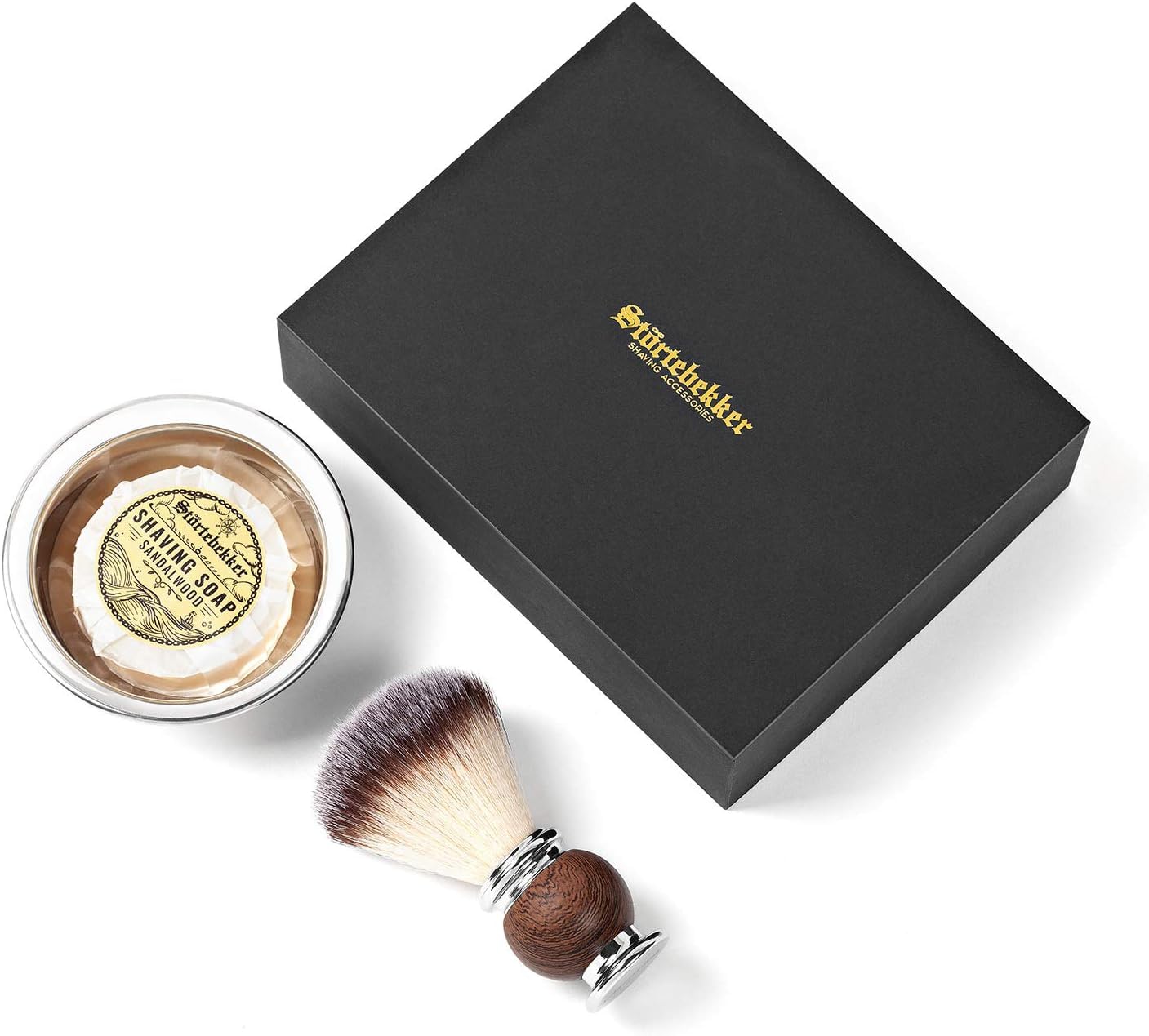 Störtebekker® Set intenditori – Set di alta qualità per una rasatura perfetta – incl. rasoio, pennello da barba, sapone da barba, ciotola per rasatura, panno da barba, idea regalo (Nero - Nero)