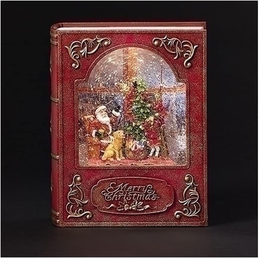 Christmas by Roman Inc., Confetti Lites Collection, 8.5" H LED Swirl Confetti Light Santa/ELF Book, Lantern, Snow Globe, Holiday Home Décor, Santa, Cardinal, Nutcracker, Snowman, Reindeer (2x6x8)