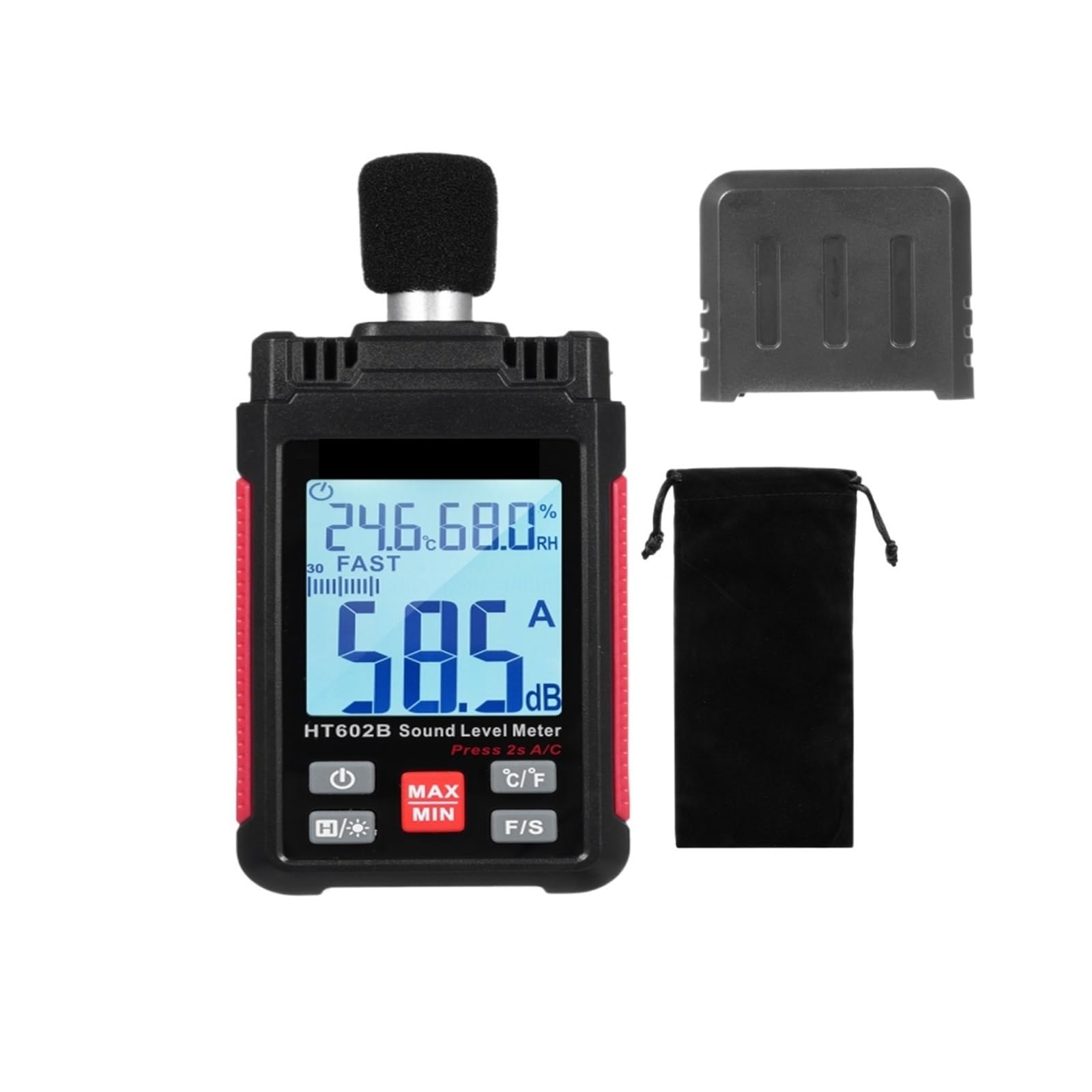 Fonometro Digitale Fonometro Decibel Misuratore SPL Portatile di Rumore 30-130 Db con misurazione 'umidità a Temperatura Tester del Livello di Rumore Decibel