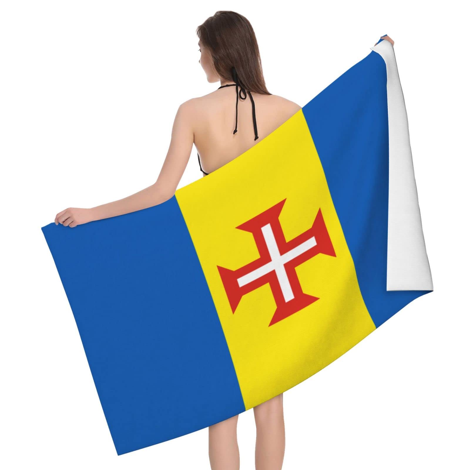 Lsjuee Flag of Madeira Microfiber Beach Towel Absorb Water Quick Dry Bath Towel, for Beach, Swimming Pool, Camping