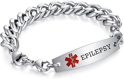 Miniatura 82 de Brazaletes de alerta médica ajustables de 7.5" a 9" para mujer/hombre, de acero inoxidable, intercambiables