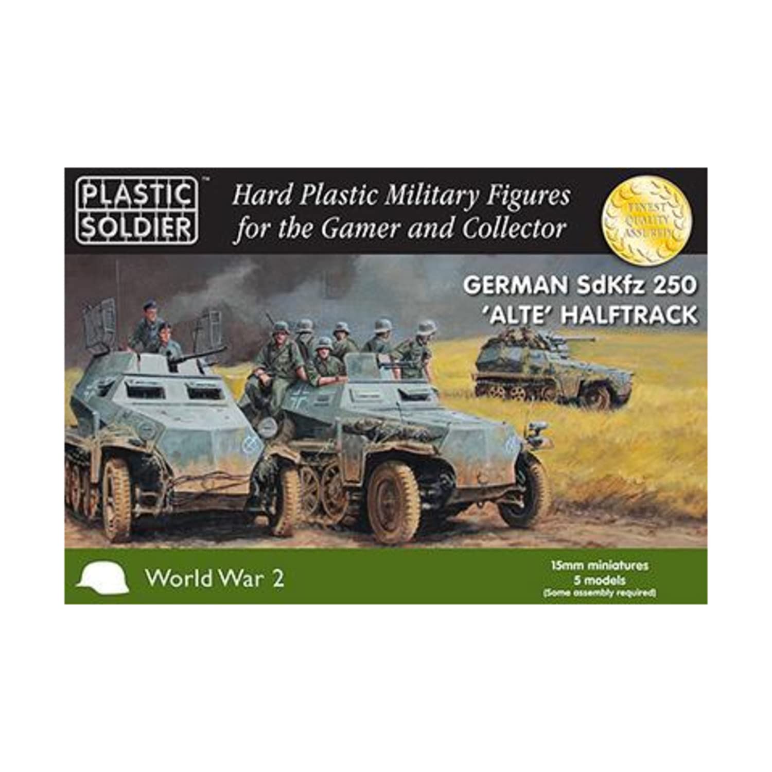 Plastic Soldier Company German SdKfz 250 Alte Halftrack Variants Game, 15mm Miniatures, 40 Crew Figures, Ages 168+