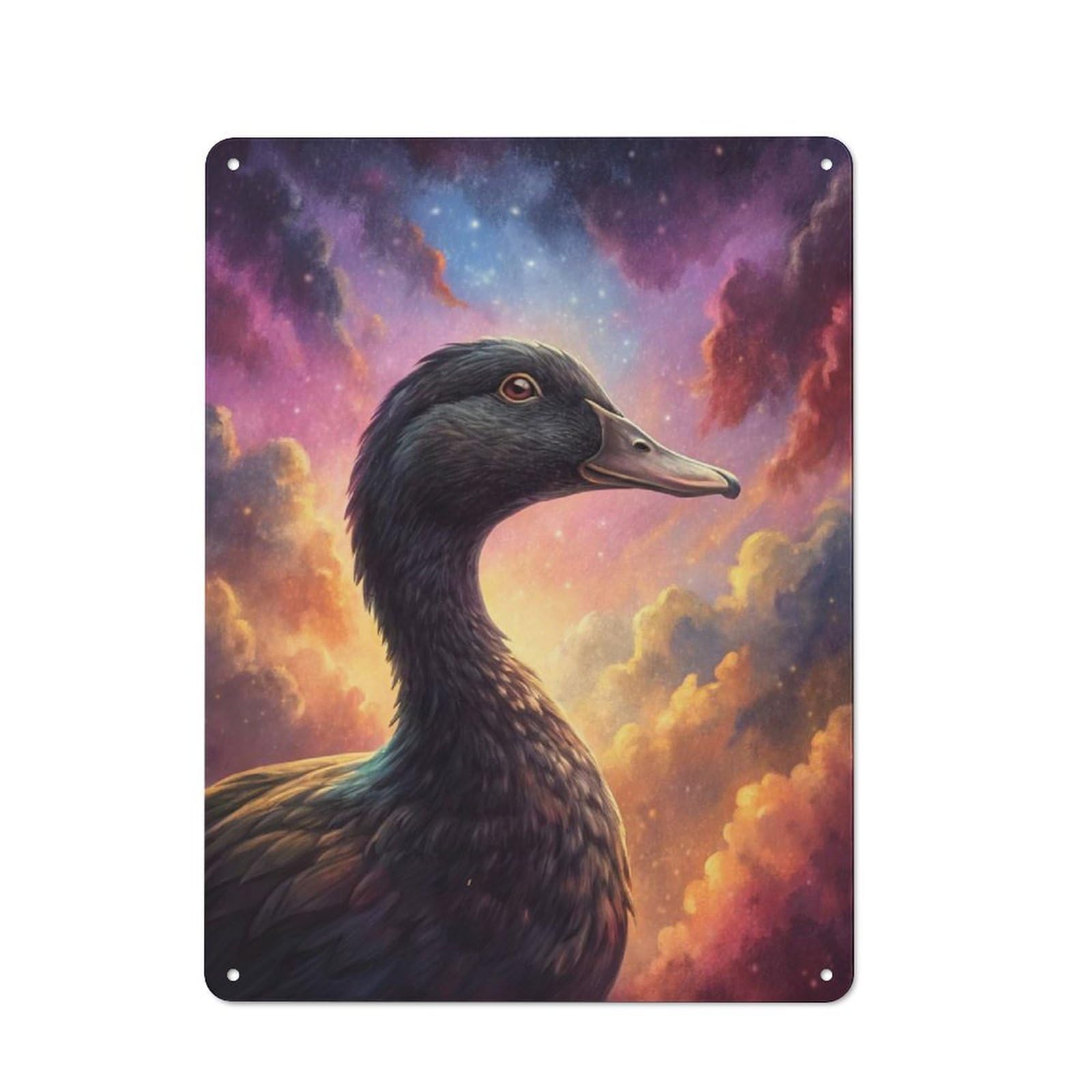 Junmoney Style-16 Duck In A Cosmic Sky Rustic Printed Metal Sign 40X30cm For Bar Or Restaurant, For Bar Decor Enthusiasts