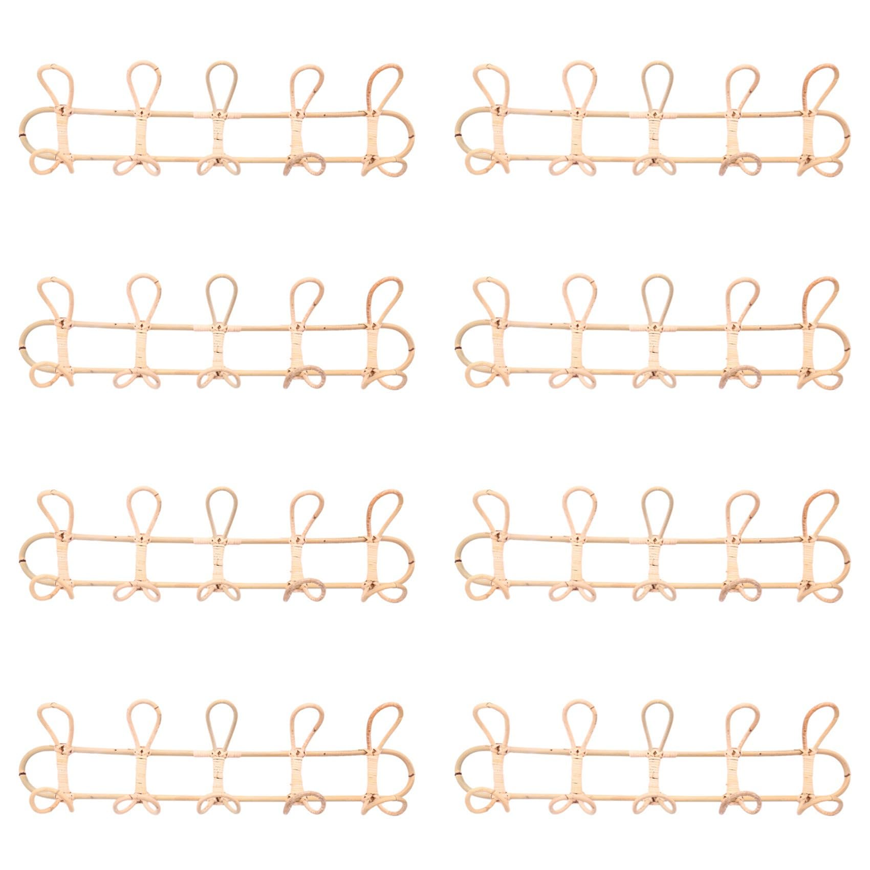Hndhbfgrt Wood Color 8X Large Rattan Wall Hooks Clothes Hat Hanging Hook Crochet Cloth Holder Organizer Hangers Decor For Home Decor