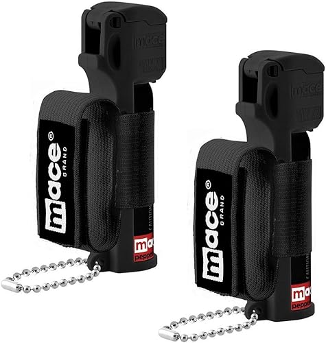 Mace Brand PepperGard Pepper Spray con fórmula de pimienta OC de fuerza policial, tinte de detección UV y llavero, para mujer, Paquete de 2