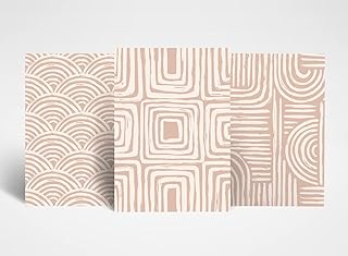 3 carteles abstractos A3 para niñas, diseño de trío de estampados, color beige y rosa