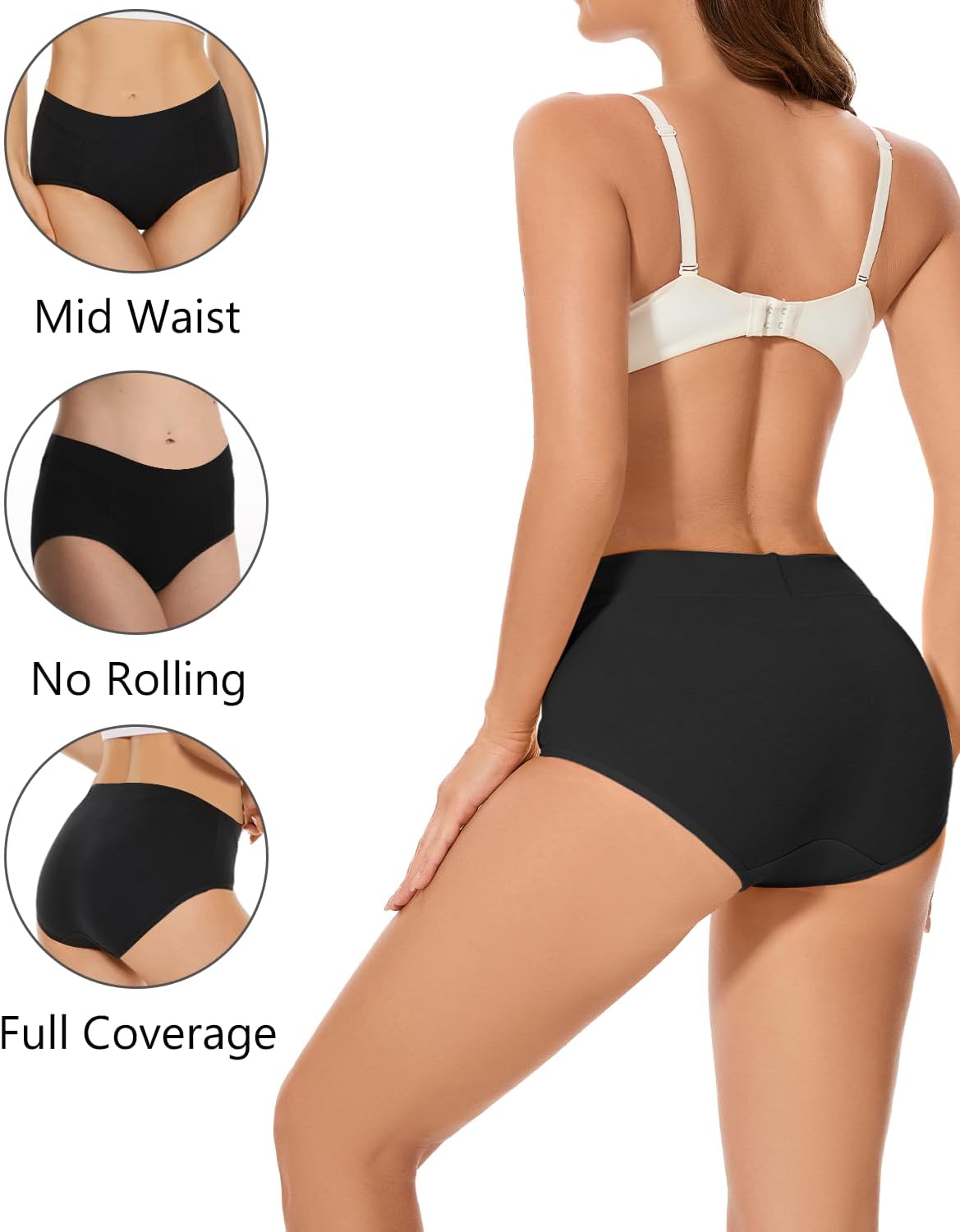 Womens Cotton Underwear Hipster Ladies Panties for Women Mid Rise Coverage Briefs Strech Breathable - 5 Pack - Image 5