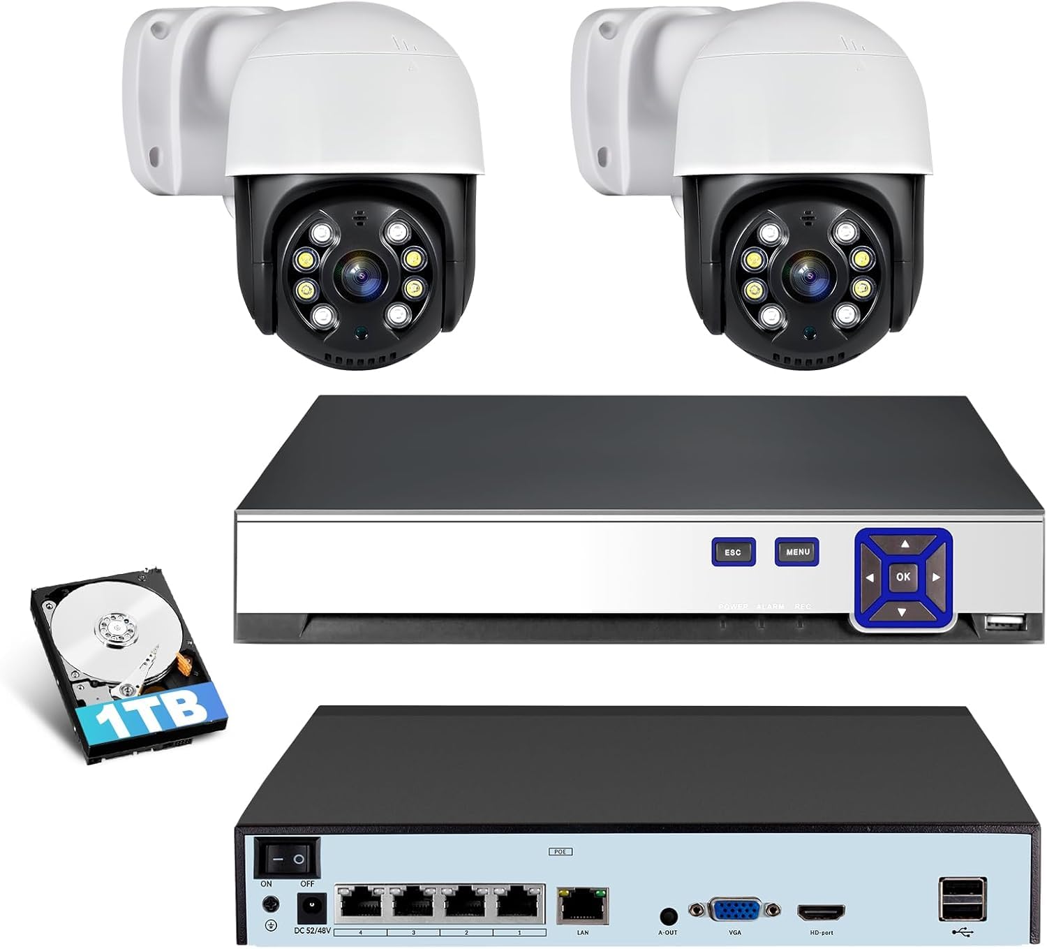4K Überwachungskamera Aussen Set, 4CH POE mit 1TB HDD, Netzwerk Videorecorder für CCTV Kamerasystem zur Heimsicherheit, funktioniert nur mit 3MP/4MP/5MP/6MP/8MP 4K HD POE IP Kameras