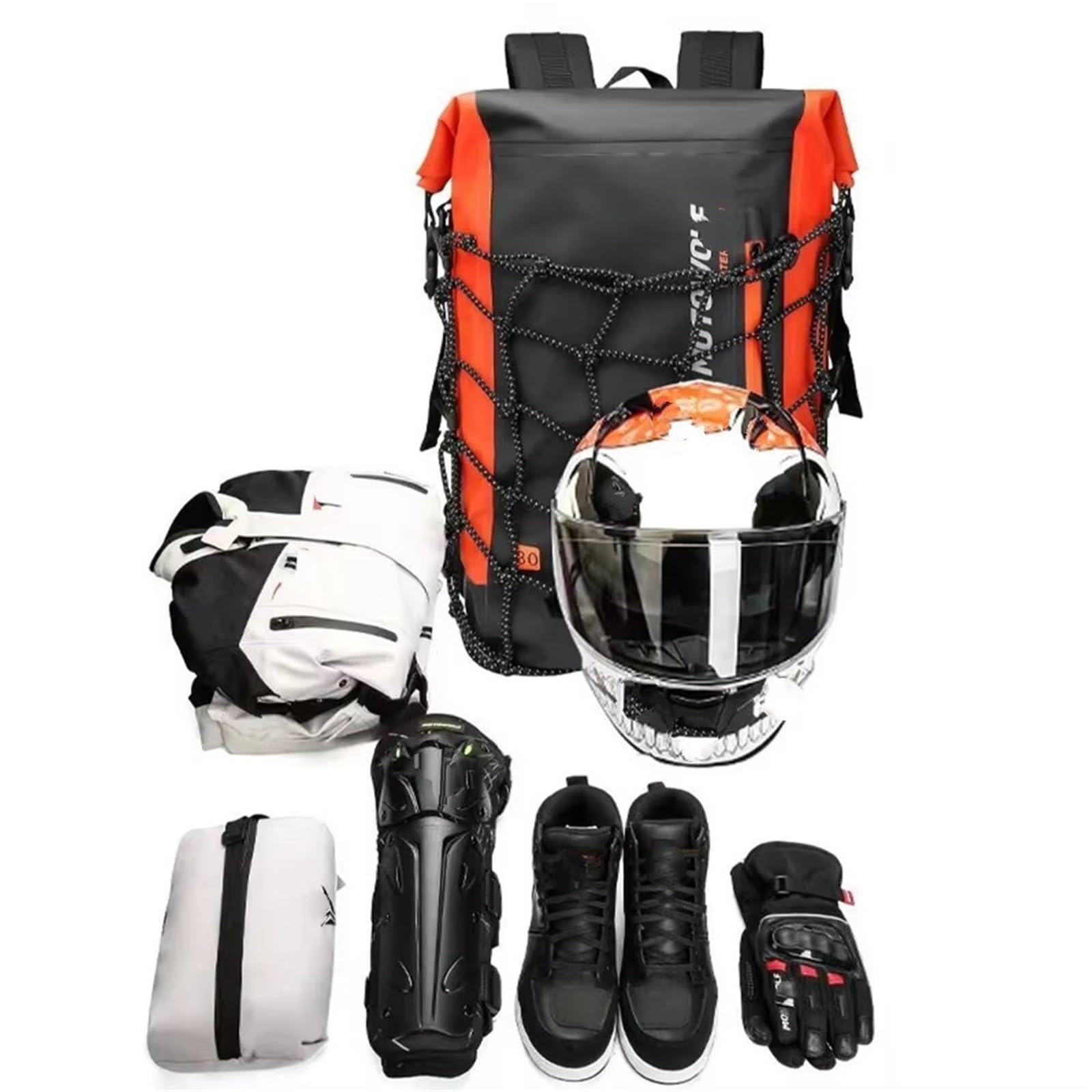 Moto Coda Borsa Borsa da Sella per Moto Zaino da Moto Leggero Sportivo da Basket Impermeabile per Ciclismo Selvaggio con Catarifrangenti E Rete per Il Posizionamento del Casco(Black B)