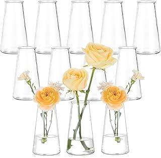 Hewory Small Glass Vases for Table Decoration Wedding: Set of 12 Small Vases Clear Flower Vase Modern Vase Glass for Wedding Decoration Dining Table Wedding