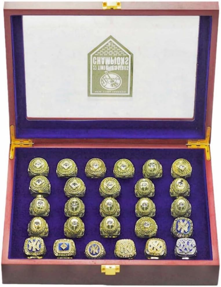 CLASSIC SERIES YK 27-TIMES WORLD CHAMPIONSHIP RING SET #Rarity Luxury Commemorative Sports Fan Detail Gift - Glory Collect Various Festivals Occasions with Sandalwood Box