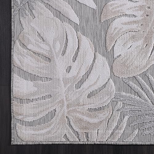 CAMILSON Indoor Outdoor Rug, Beige 6’x9’ Leaf Tropical Botanical Area Rugs for Indoor and Outdoor patios, Easy-Cleaning Non-Shedding Living Room, Garden and Kitchen Washable Outside Carpet (6x9) - Image 7