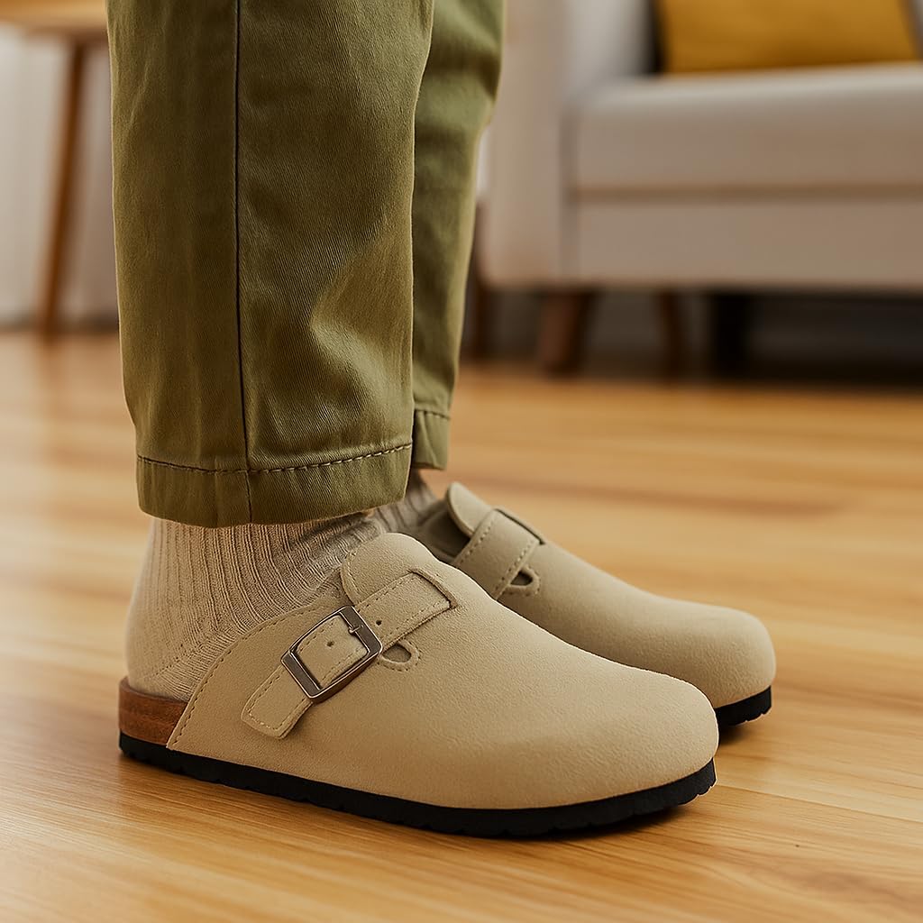 Project Cloud 100% Genuine Leather Kids Clogs with Natural Cork Footbed & Memory Foam Insole Arch Support - Non-Slip Clogs for Kids - Slippers Sandals for Boys & Girls Footwear - Image 2