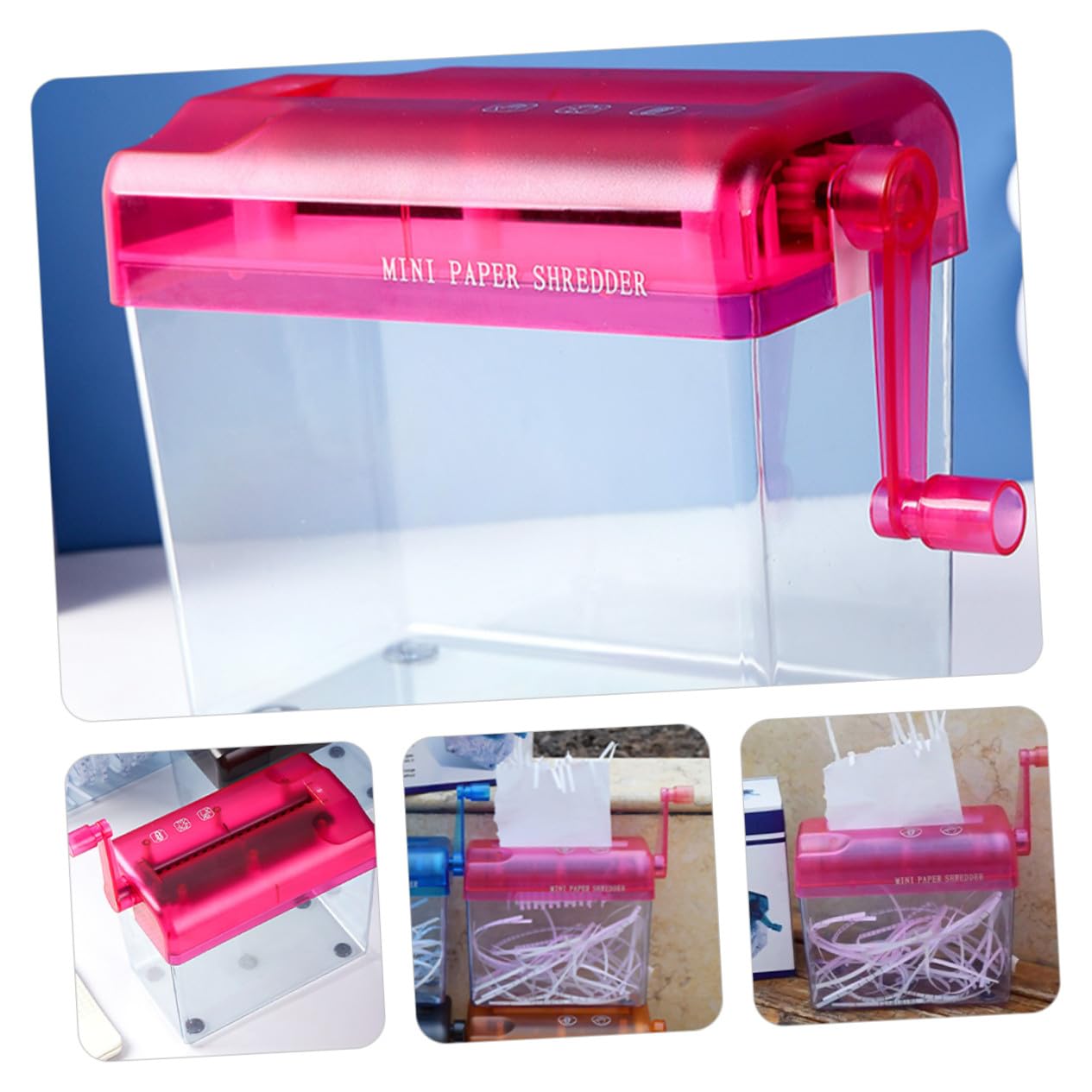 Destructeur de Papier Manuel Quotidien Mini Rouge pour Bureau