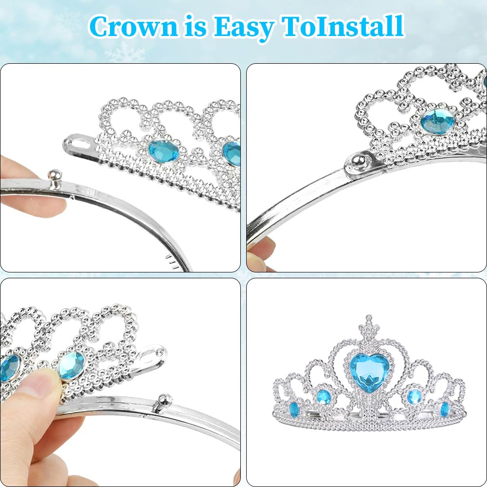 Vicloon Corona Principessa Bambina Bacchetta Magica, 9Pcs Set di Costumi per Ragazze Costume, Corona Diadema, Guanti, Bacchetta Magica, Parrucca, Squillare e Orecchinoper Bambina 2-9 Anni