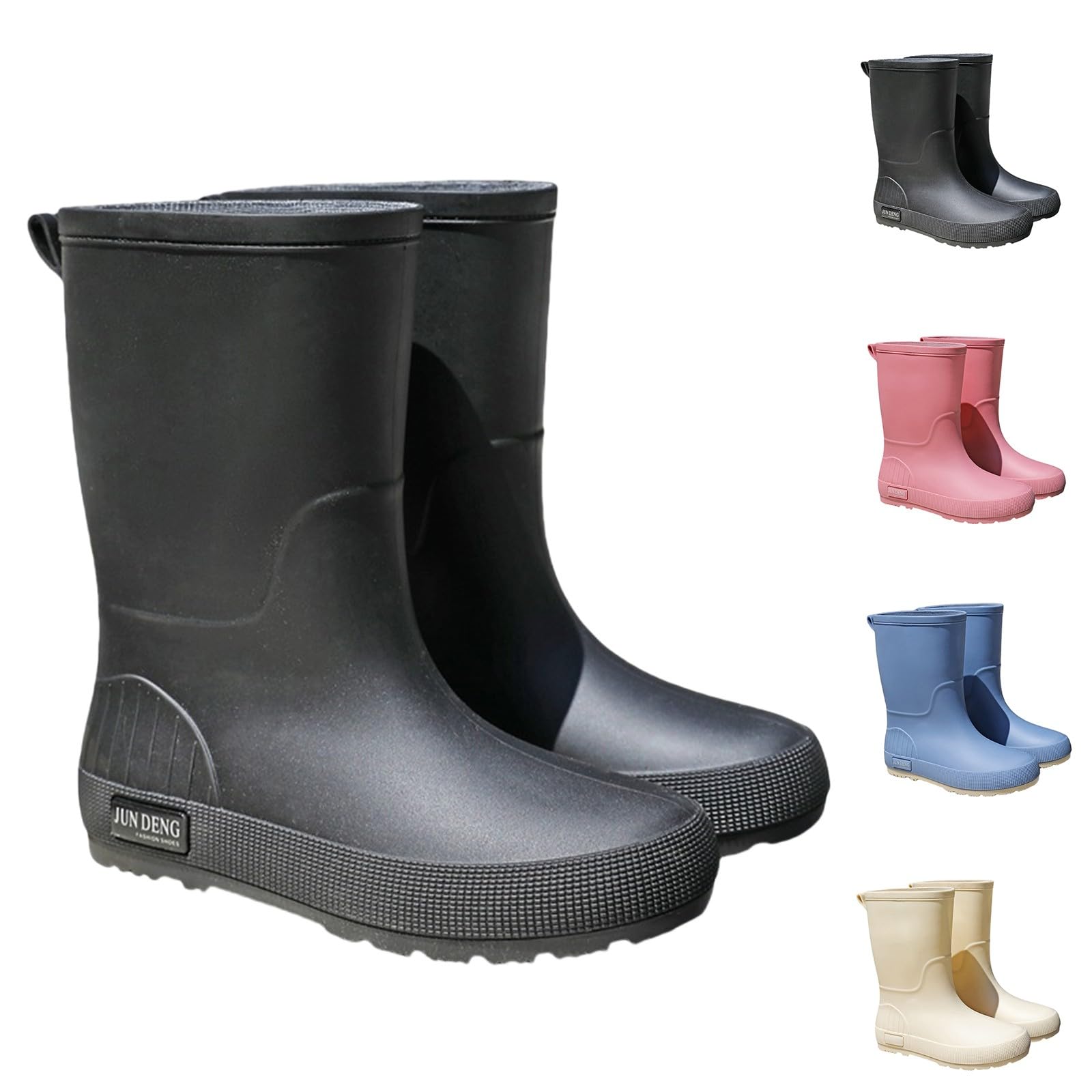 FGUUTYM Bottes de pluie pour femme - Avec pieds larges - En caoutchouc - Courtes - Imperméables - Antidérapantes - Pour le jardin et la randonnée