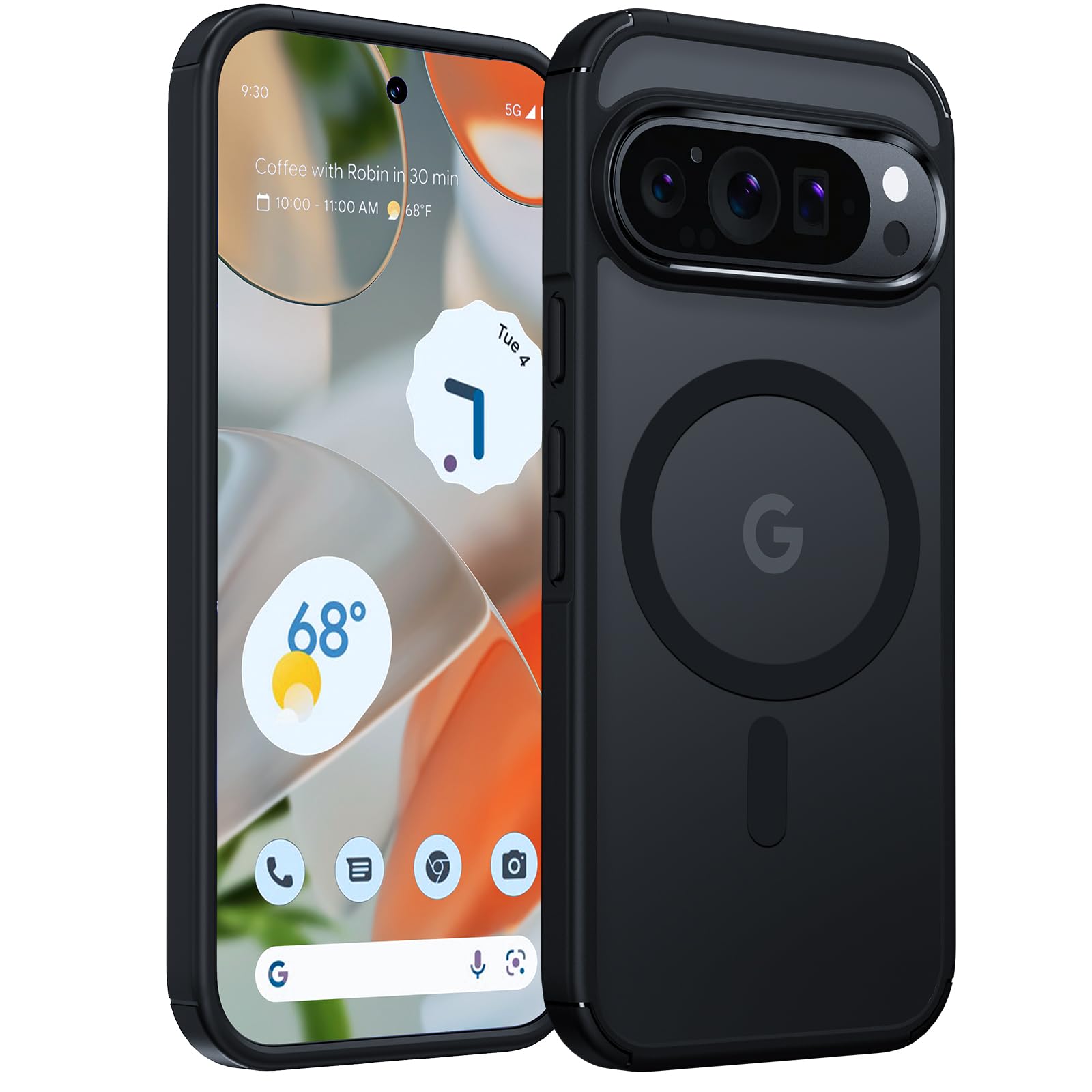 TAURI Magnetisch für Google Pixel 9 Pro XL Hülle, Mag-Safe Handyhülle für Google Pixel 9 Pro XL Case, [Vergilbt Nicht] Anti-Gelb Stoßfest 360 Grad Schutzhülle - Matt Schwarz