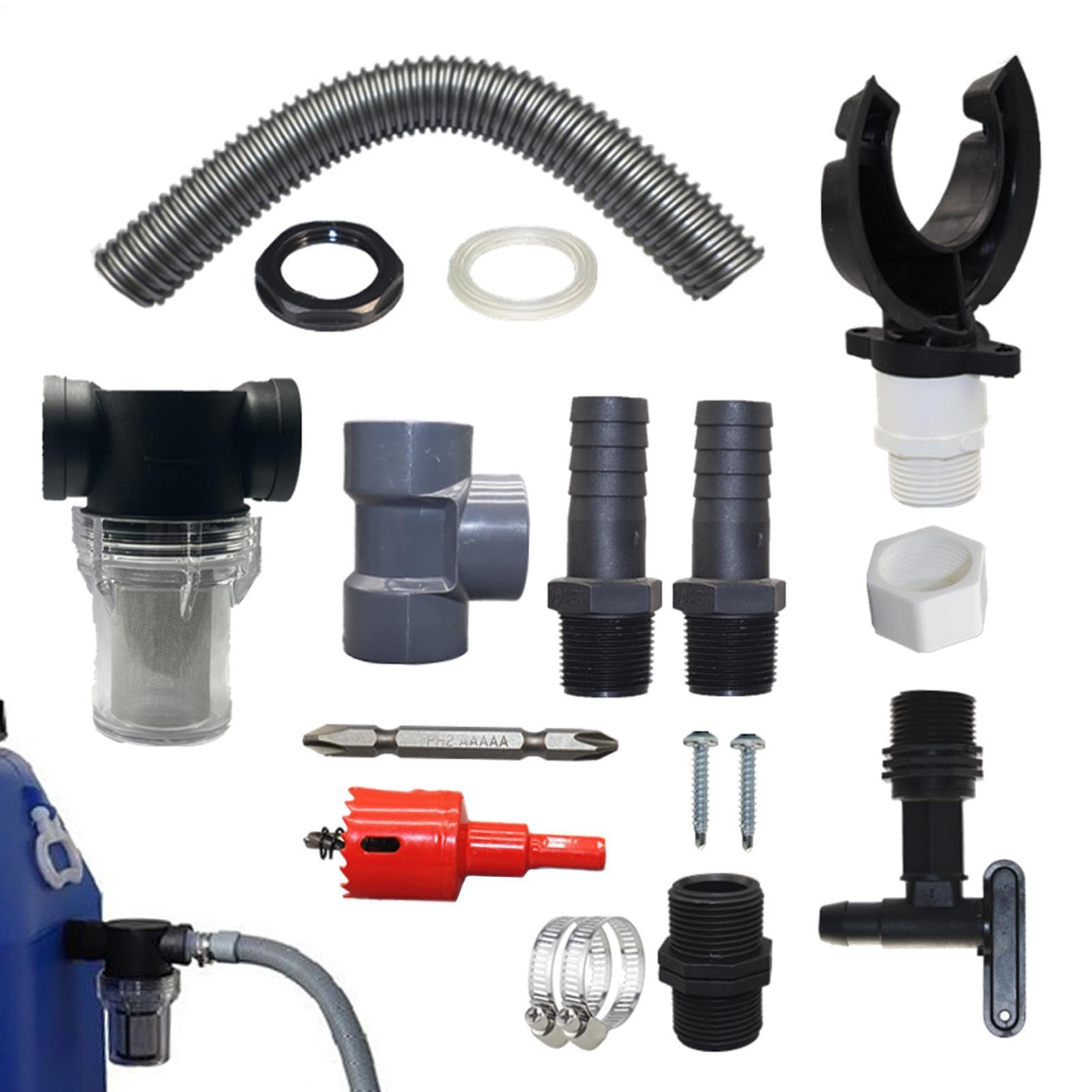 Kit de Conector de Barril de Lluvia, de captación de Lluvia - Kit de Espiga para Barril de,Desviador eficiente de Agua de para la recolección de Agua de de canalones, Kit de Barri