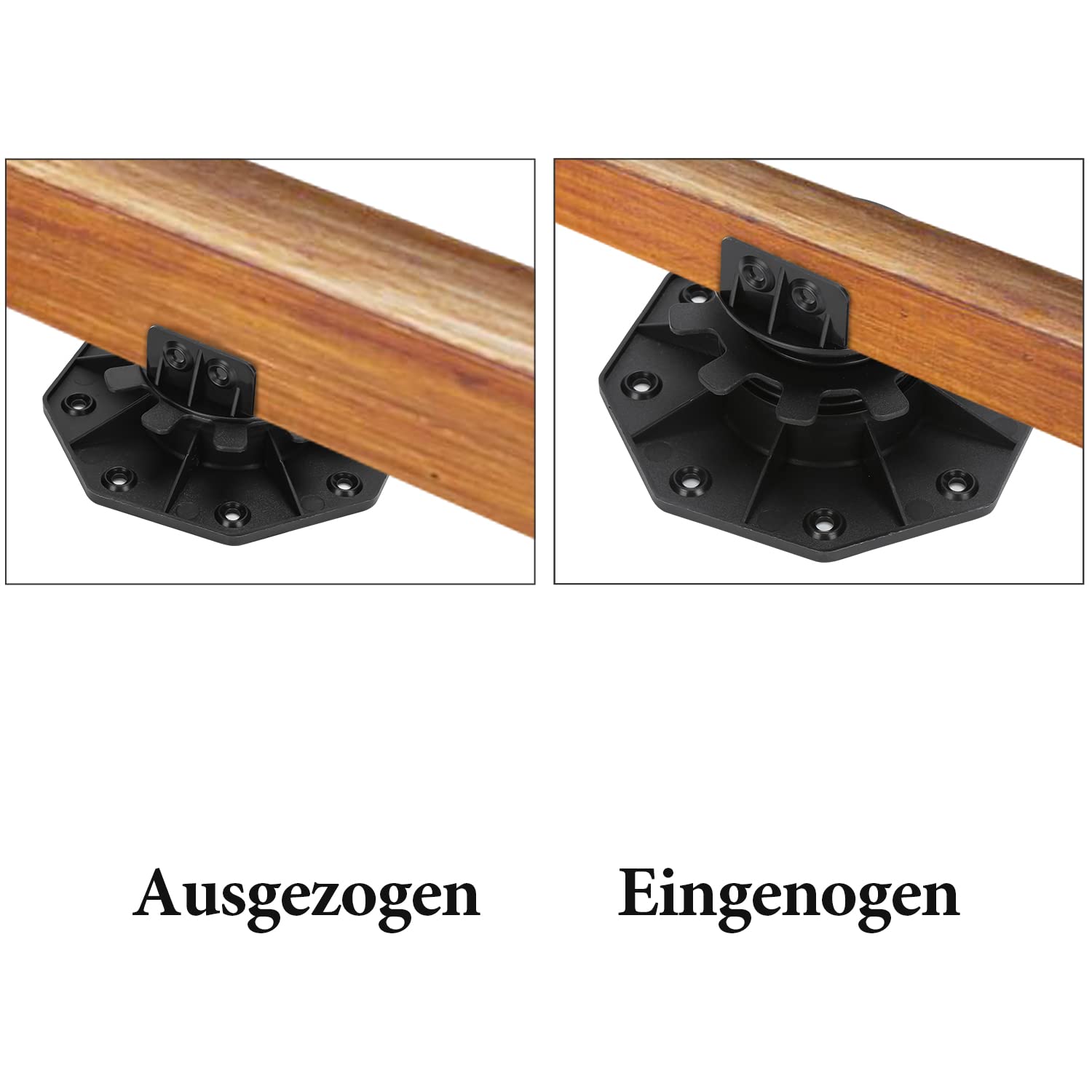 Eulenke Rodamientos de zanco 20 piezas de pie de ajuste regulable 30 – 60 mm – Rodamiento de zanco para suelos de madera, WPC y piedra