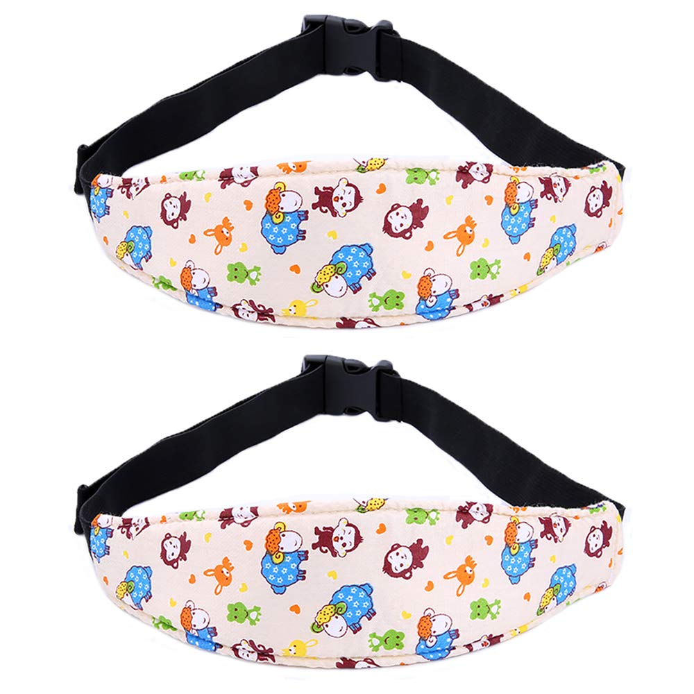 2-Pack Baby Head Support, Adjustable Toddler Infant Stroller Safety Seat Head Support Neck Relief Holder Belt Sleep Nap Safety Positioner by Rely2016 (Beige-Sheep)