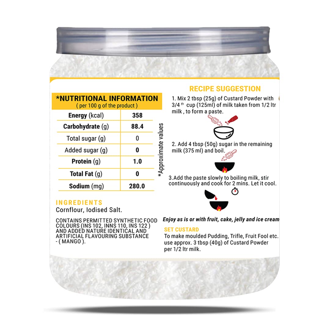 Brew Lab Mango Flavor Custard Powder | For Desserts, Pudding, Fruit Salad 250 g