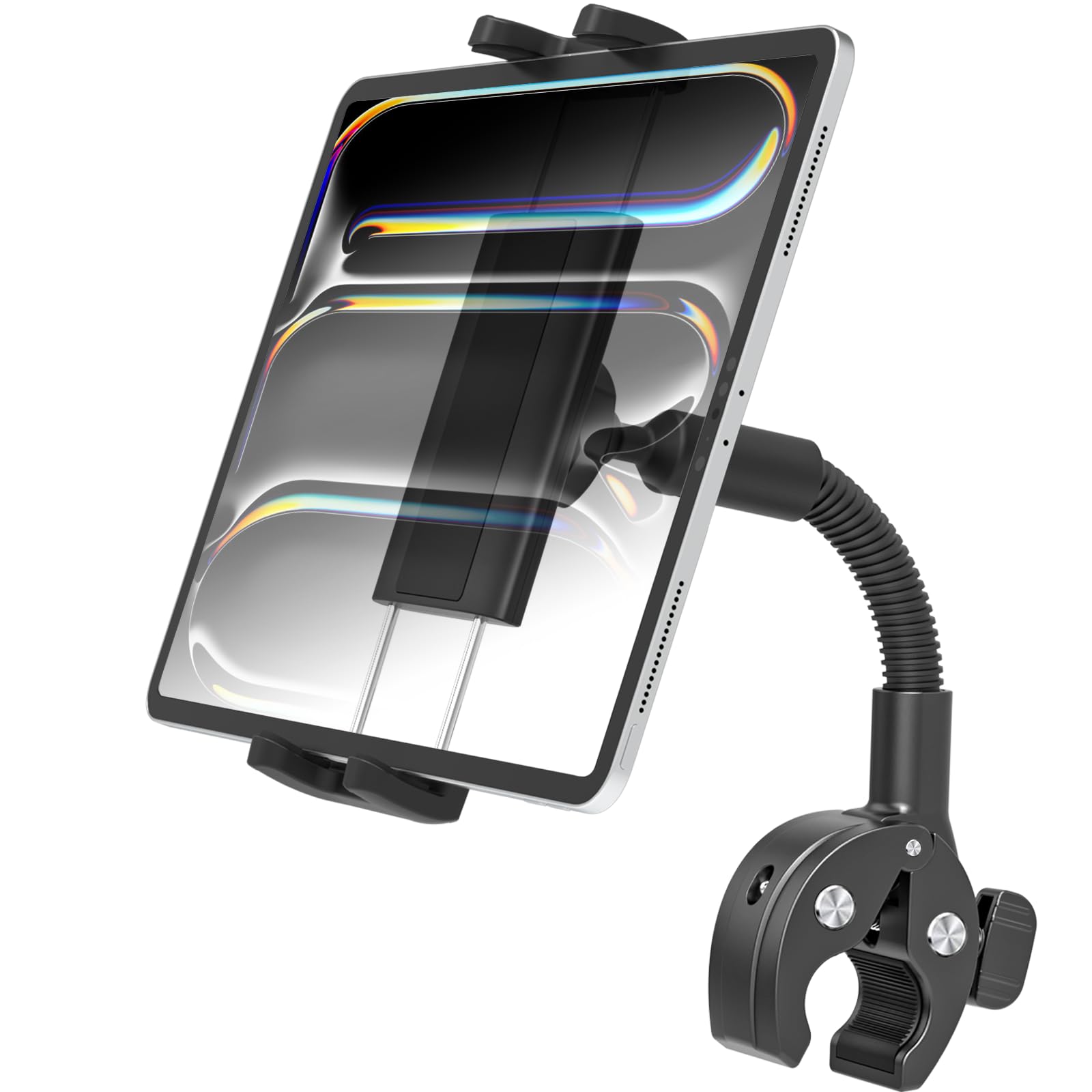 Col de Cygne Support Tablette de Vélo, [métallique intégrée] - Support de Tablette de vélo d'exercice,pour iPad, Sumsung Tab, Sony Autre 4.7-12.9" Telephone et Tablette
