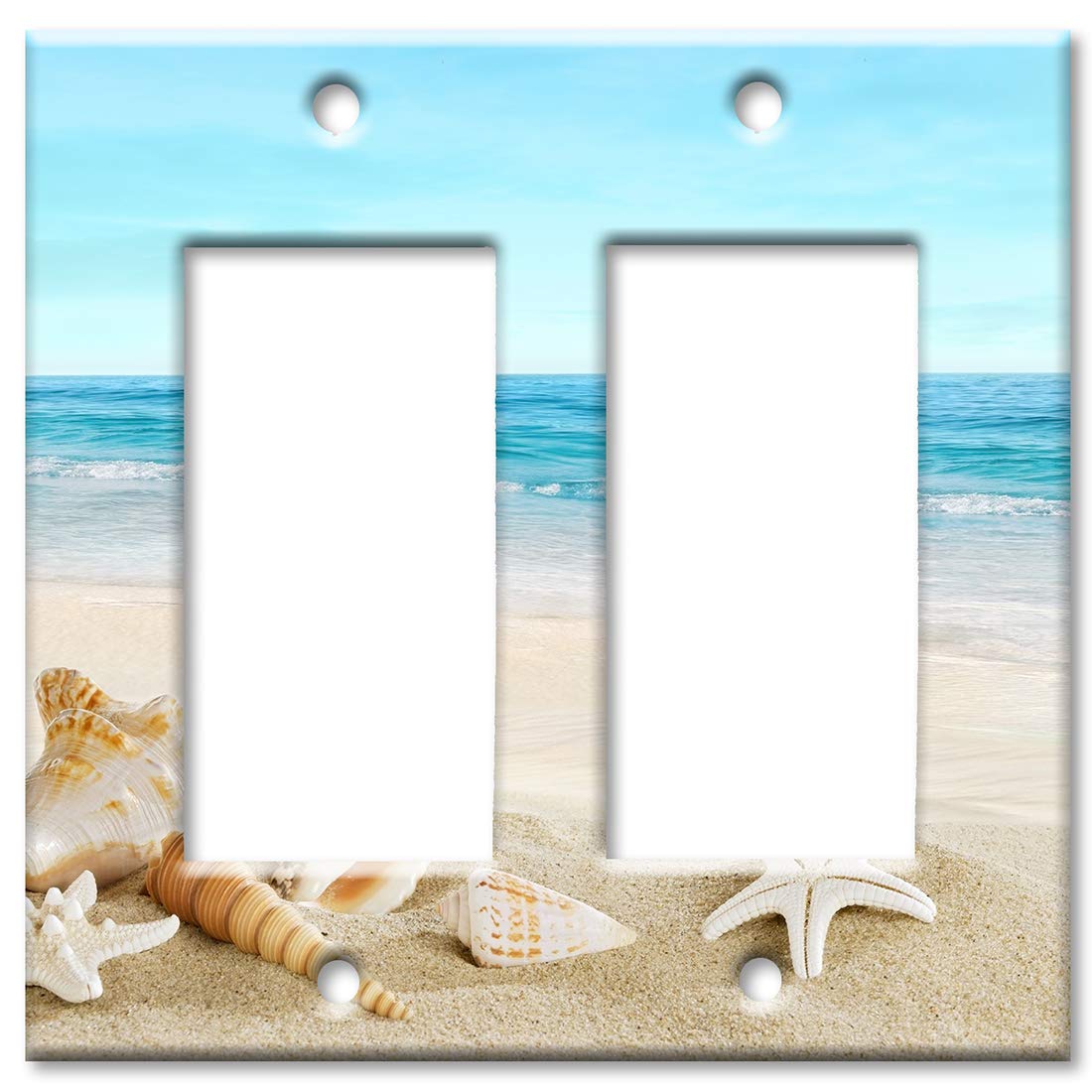 Plaque interrupteur double motif plage pour créer une ambiance bord de mer
