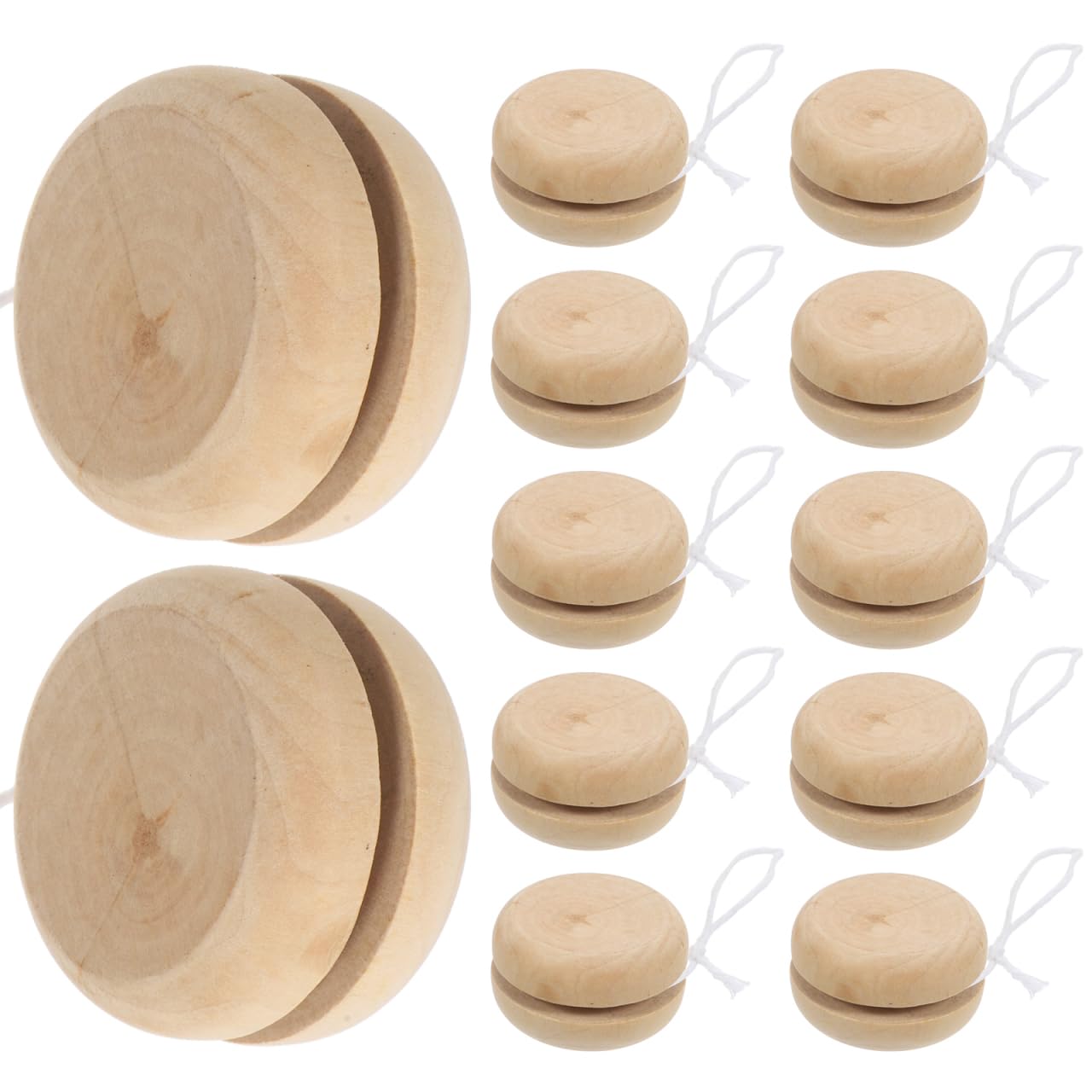 Galpada 15Pcs Wooden Yo-Yo Balls Set for Kids Diy Hand Painting Toys Educational String Plaything for Party Games and Creative Fun