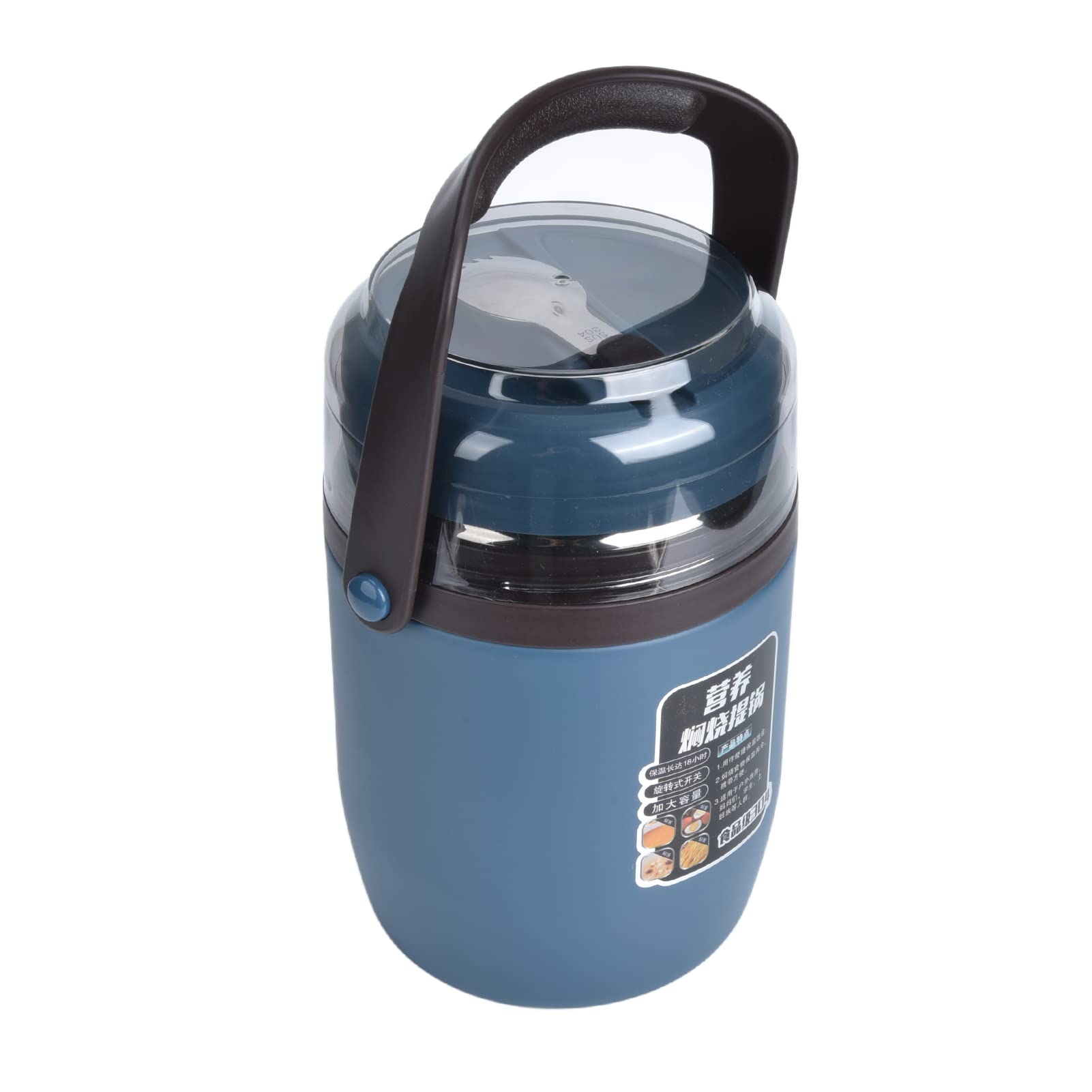 Isolierter Lebensmittelbehälter, 2 L, Auslaufsicher, Stapelbar, Lebensmittelbehälter aus Edelstahl 304 mit Wärmeisolierung, Lunchbox mit Klapplöffel für, Kleinkinder, Schulmahlzeit (BLUE)
