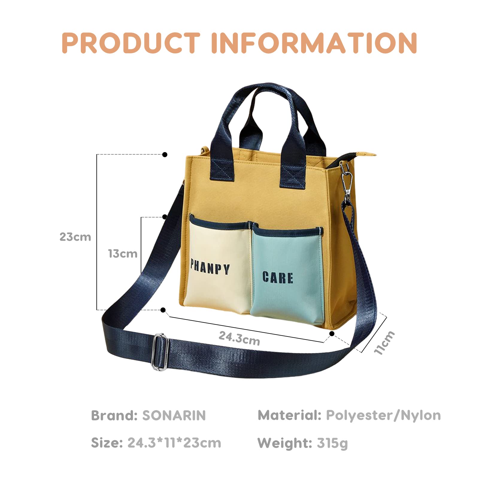 SONARIN Elegante Leggero Borsa Fasciatoio per Neonato,Borsa per il Cambio Multifunzione Impermeabile Borsa a Tracolla Borsa per Pannolini da Viaggio con Ganci per Passeggino