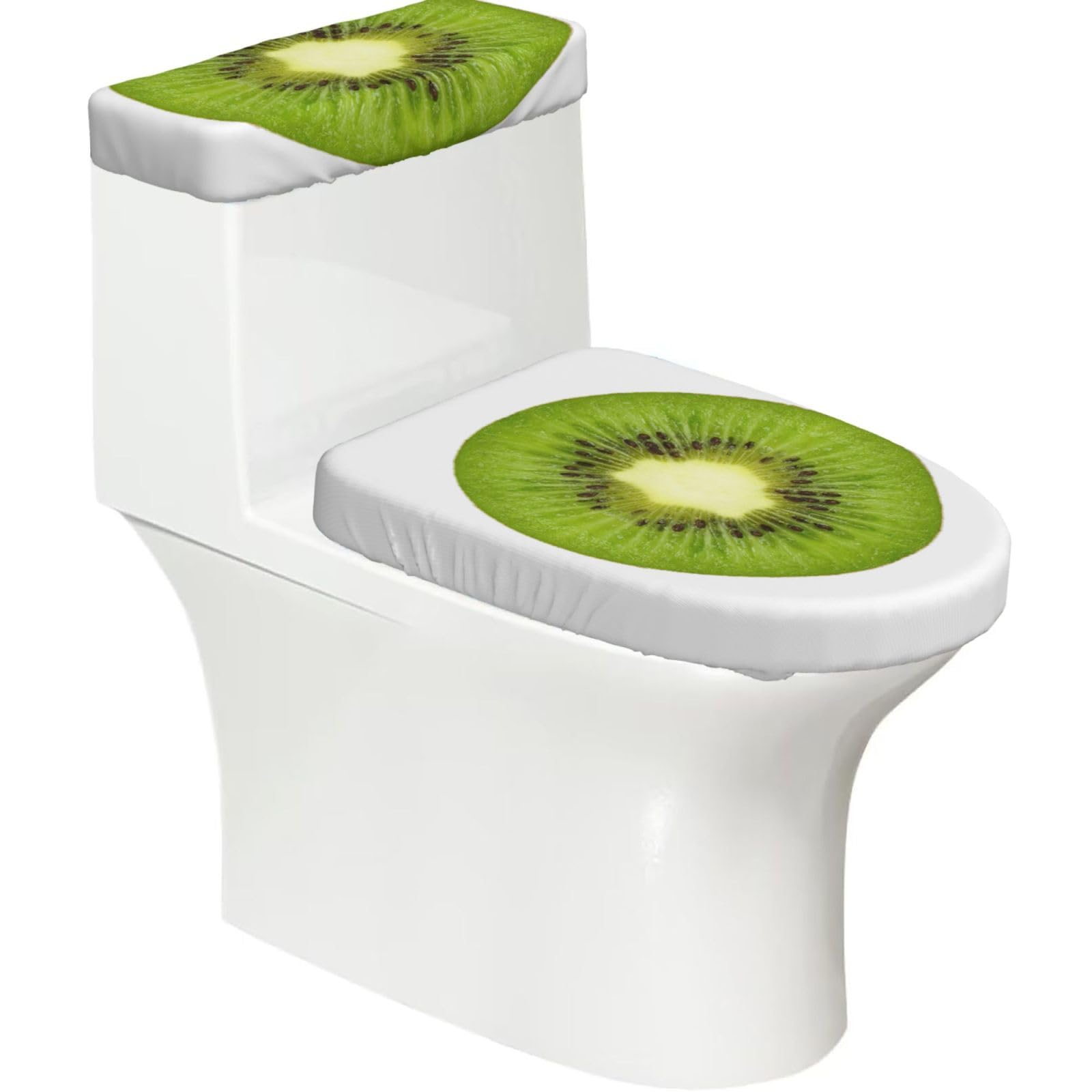 Kiwi Slice Print Bathroom Decor Toilet Lid Cover And Tank Covers, Restroom Accessories Fits Most Round
