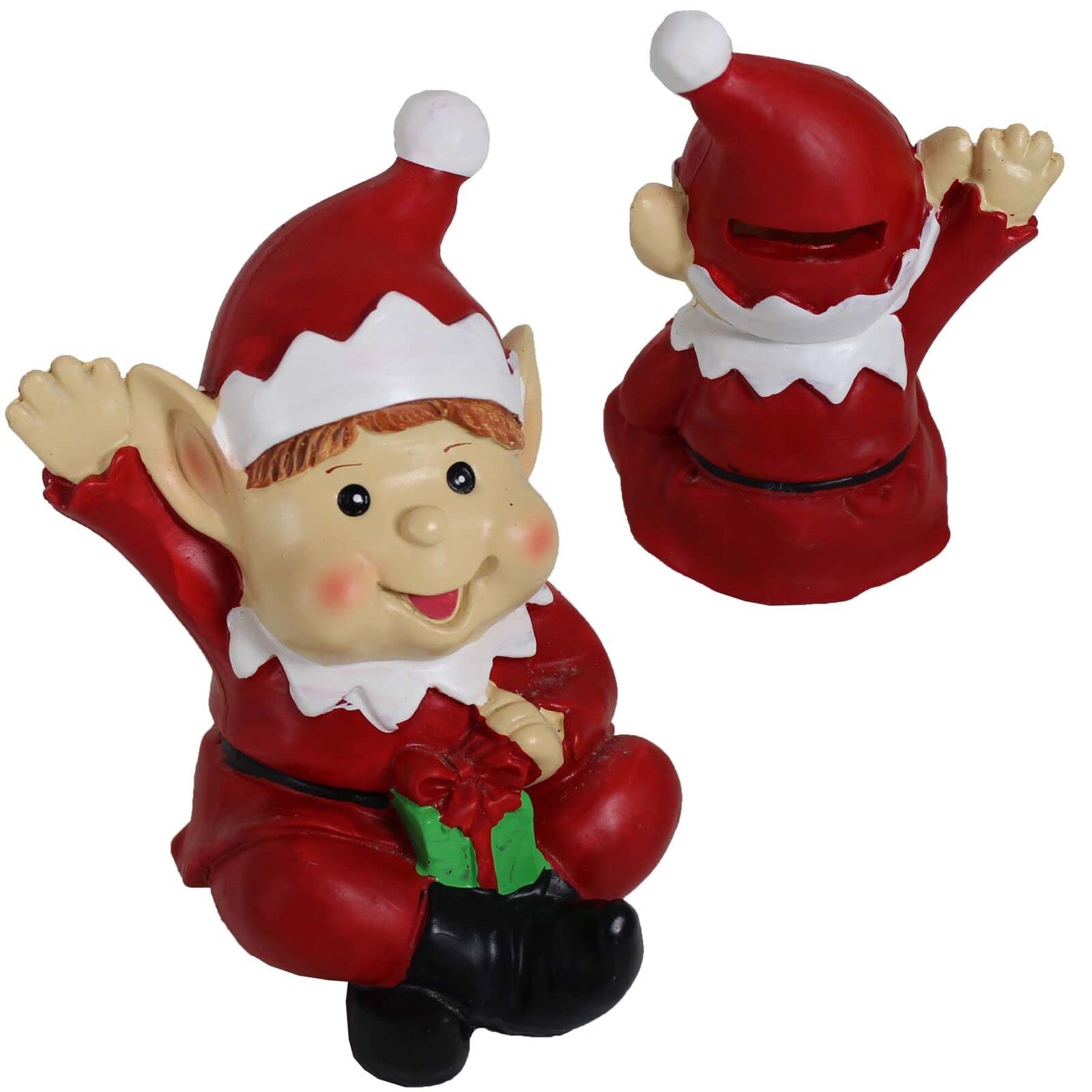 Elves Behavin' Badly Multicolor Pms 5.5" Polystone Naughty Elf Des Hand Painted Money Box. P