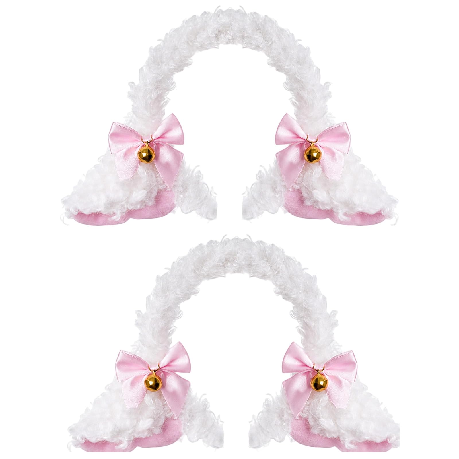 Gosknor 2pcs Lamb Sheep Ears Headband, Furry Animal Ear Costume Accessory