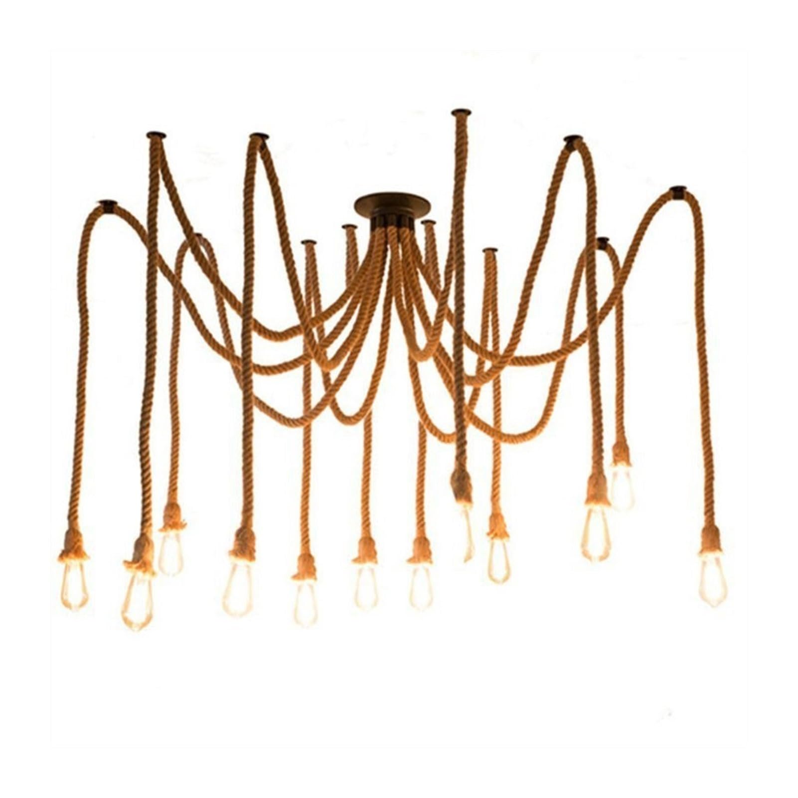 LYMSXAZOU Chandelier Vintage Hemp Rope Pendant Light Retro Industrial DIY Lamp Classic Ceiling for Home Bedroom Dining Living Room Loft Hall Farmhouse Restaurant Bar Cafe (Color :