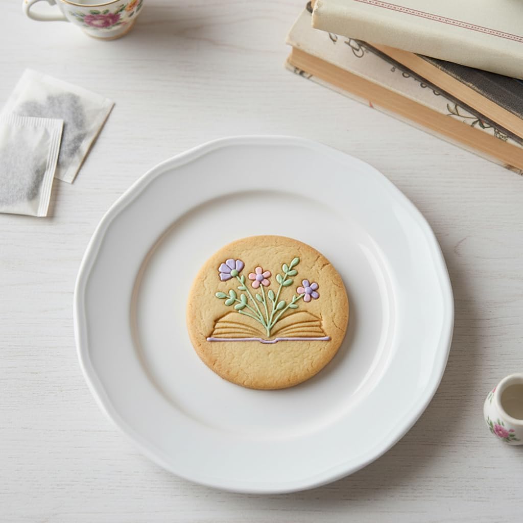 BAKERLOGY Open Book with Flowers Cookie Cutter – Reading, Writing & Creativity-Themed Baking Tool for Book Lovers and Literary Treats