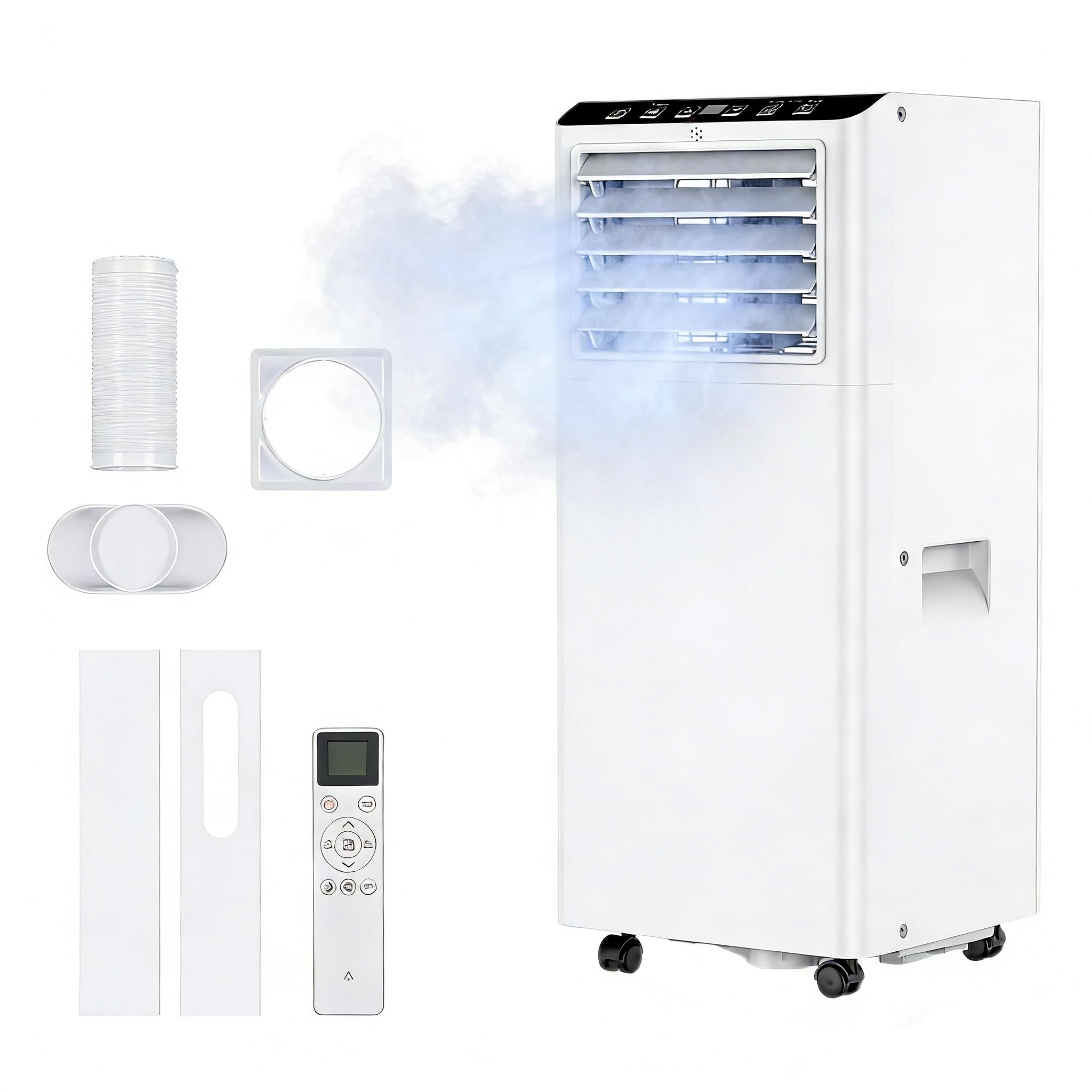 Rbfgyiop 9000Btu Classic Model 9000 Btu Portable Air Conditioner 4-In-1, Smart Control & Quiet Cooling, Dehumidifier, Fan, Sleep Mode For Rooms Up To 400 Sq. Ft, 24H Timer, For Home Office, Window Venting Kit & Remote