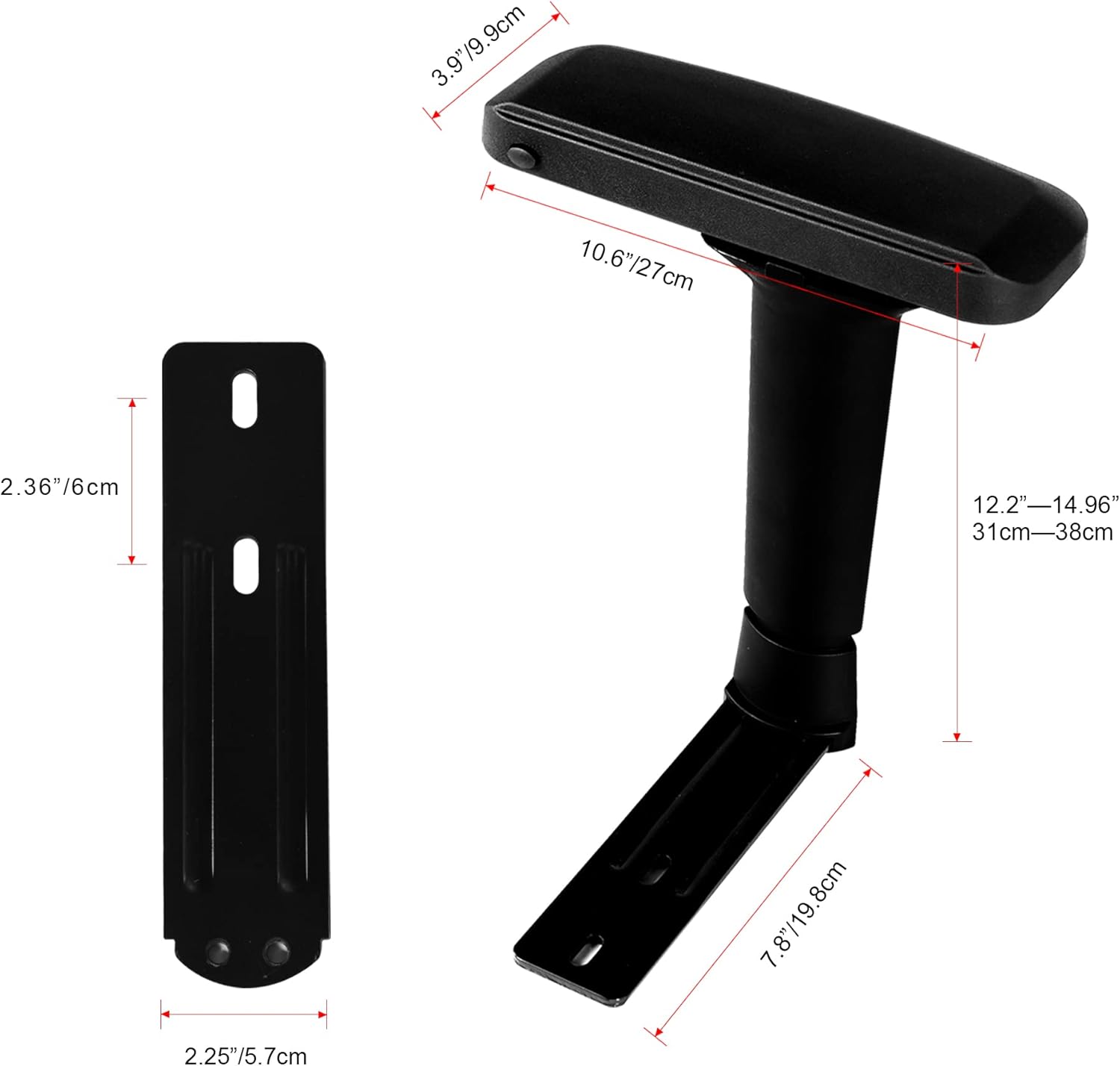 Height Adjustable Chair Arms Armrest Pair Replacement Parts Fits Most Office Gaming Boss Chairs,4D Black