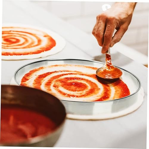 Miniatura 3 de BESTonZON 2 anillos redondos de acero inoxidable de 7.9 pulgadas para hornear pizza, pasteles, panqueques, magdalenas y moldes de pastelería,