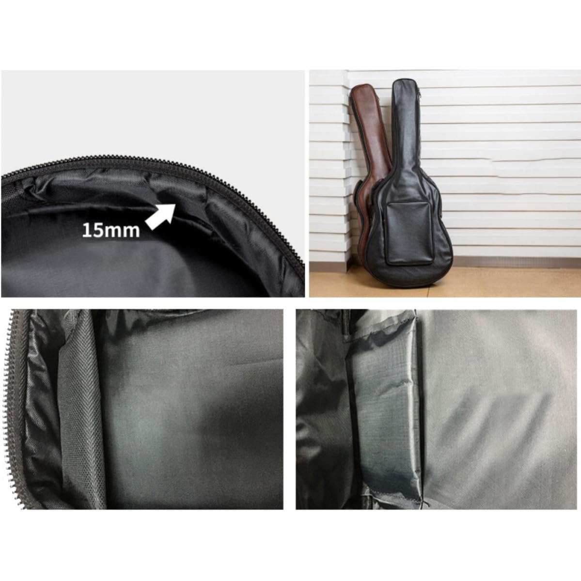 VALICLUD Custodia per Chitarra 40 41 Pollici Doppia Tracolla Pu Nero