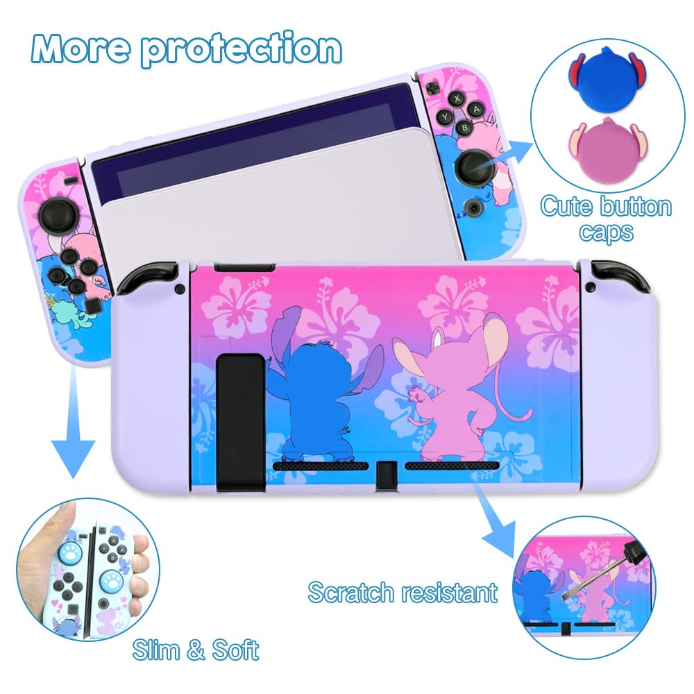PERFECTSIGHT Switch Tragetasche für Nintendo Switch Konsole 10-in-1 Bundle Zubehör Blau Violett