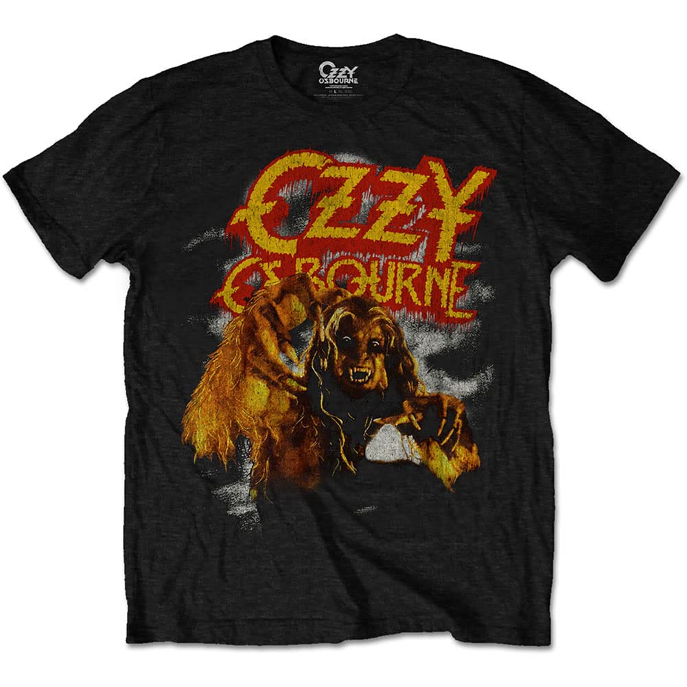 Rockoff Trade Men's Ozzy Osbourne Vintage Warewolf T - Shirt, Black (Black Black), Large (Manufacturer Size:Large)