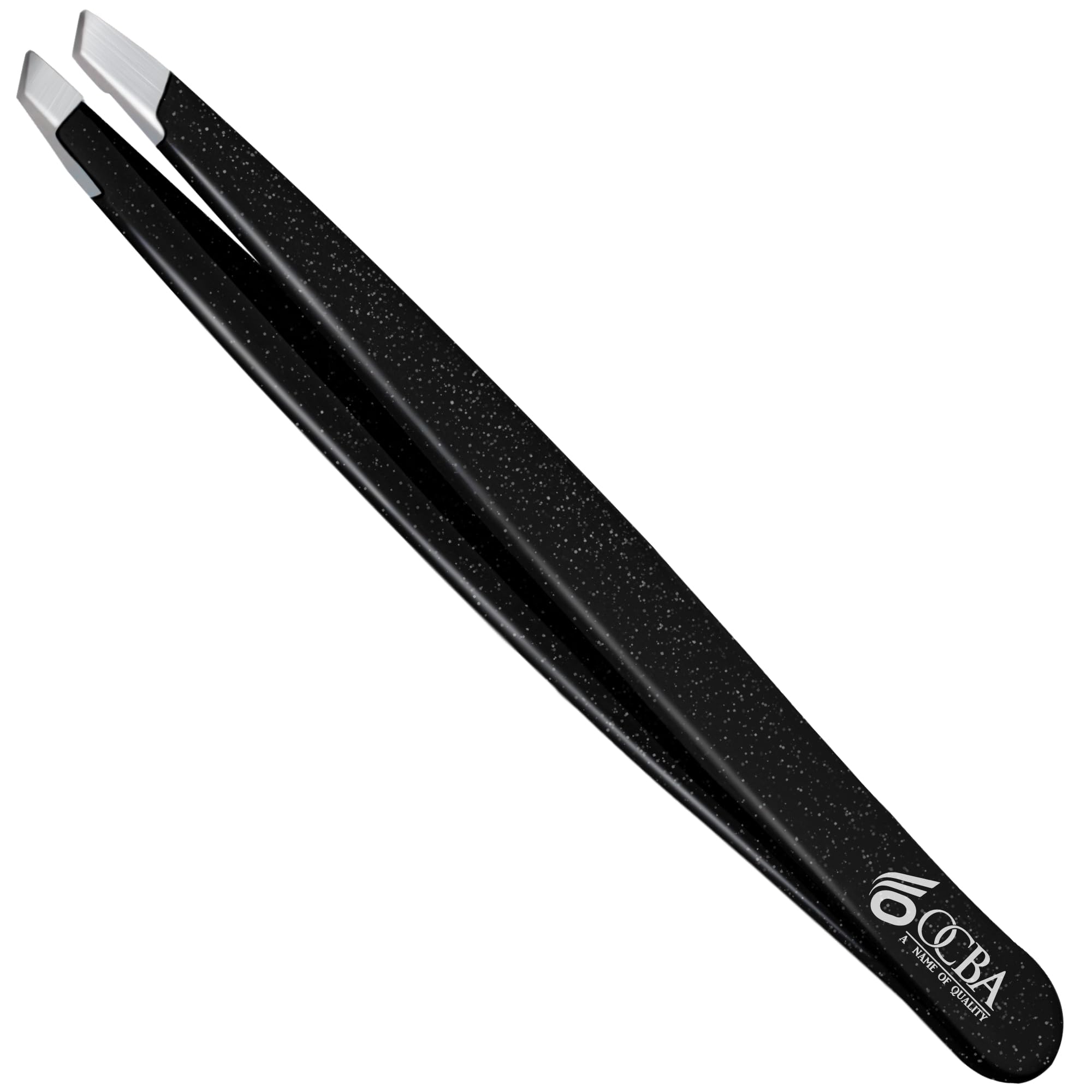 Ocba Women's Glittery Black 4 Pcs Tweezers For Facial Hair & Men For Precise Grooming Of Eyebrows - Professional Stainless Steel Eyebrow Tweezers For Ingrown Hair On Nose Ear (Glittery Black)