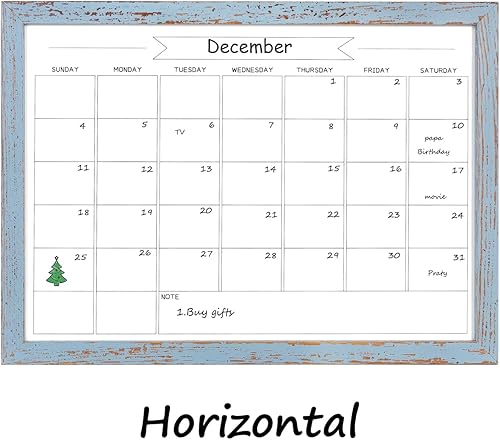 Miniatura 9 de TORASO Pizarra de calendario mensual de borrado en seco, pizarra blanca magnética para pared, oficina, escuela, hogar, marco de madera maciza para