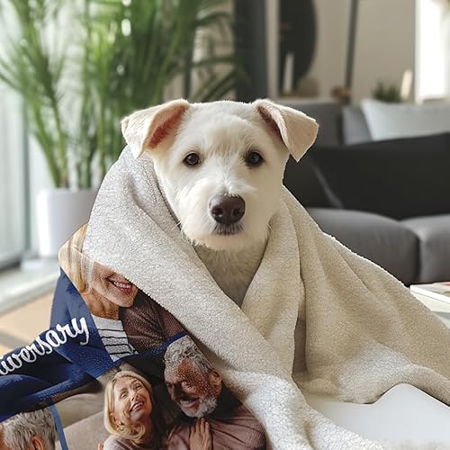 Miniatura 3 de MeMoShe Regalos de pareja con texto en inglés "I Love You", manta de fotos de forro polar Sherpa personalizada, regalos de cumpleaños para novio,