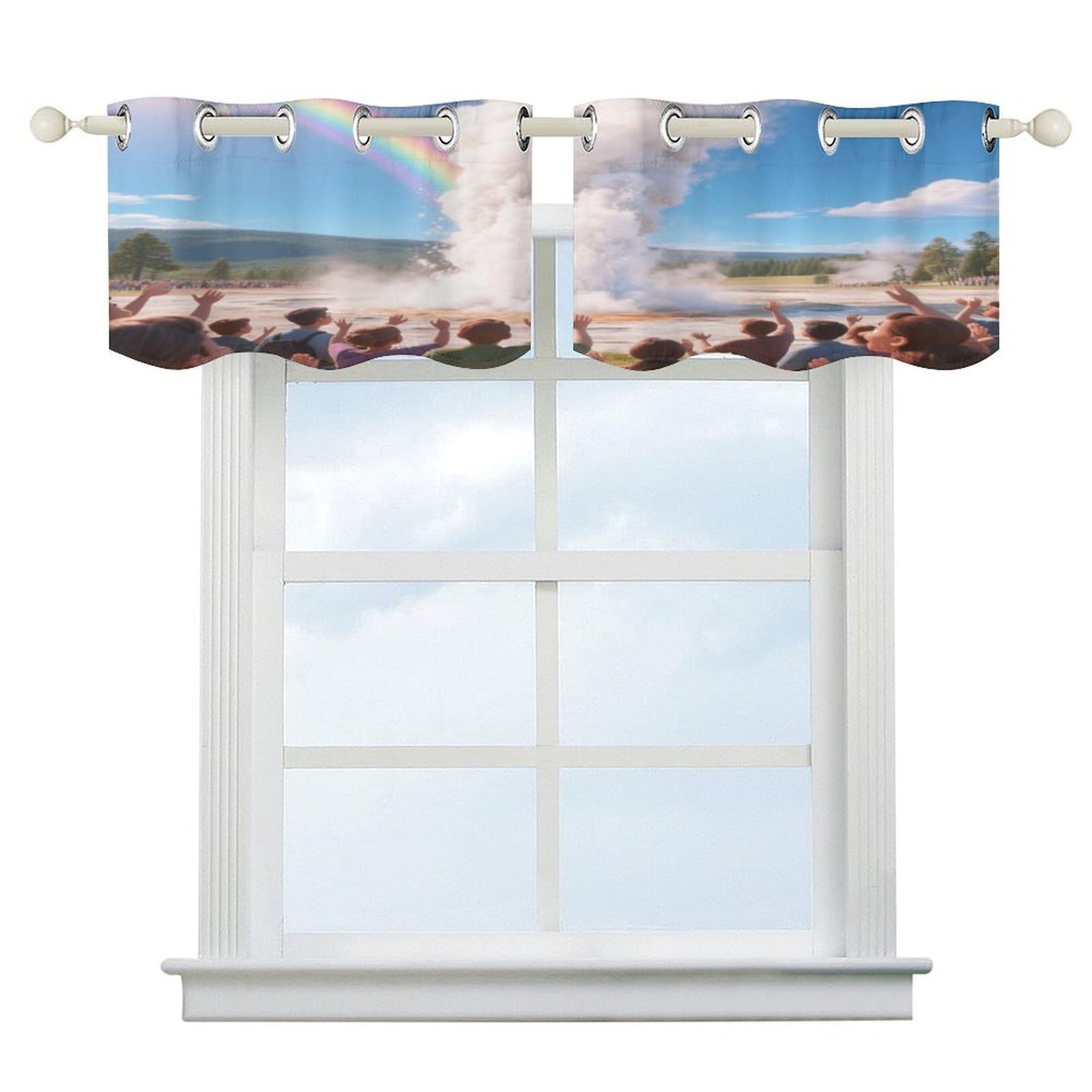 Fekiloot Style Geyser Eruptions Short Curtains Valance Curtain
