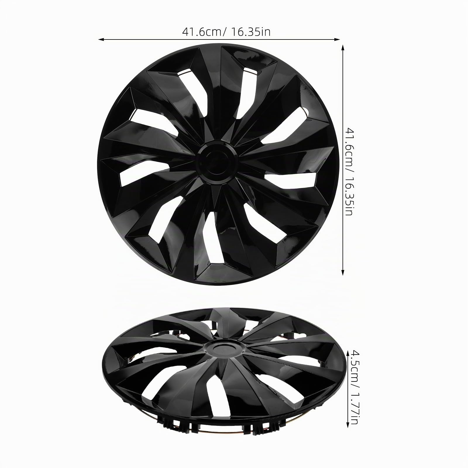 Tapacubos para Exterior de Automóvil de 15 Pulgadas Negro de PP Instalación Fácil y Protección Excelente Varios Estilos Ajuste para Rueda de Coche