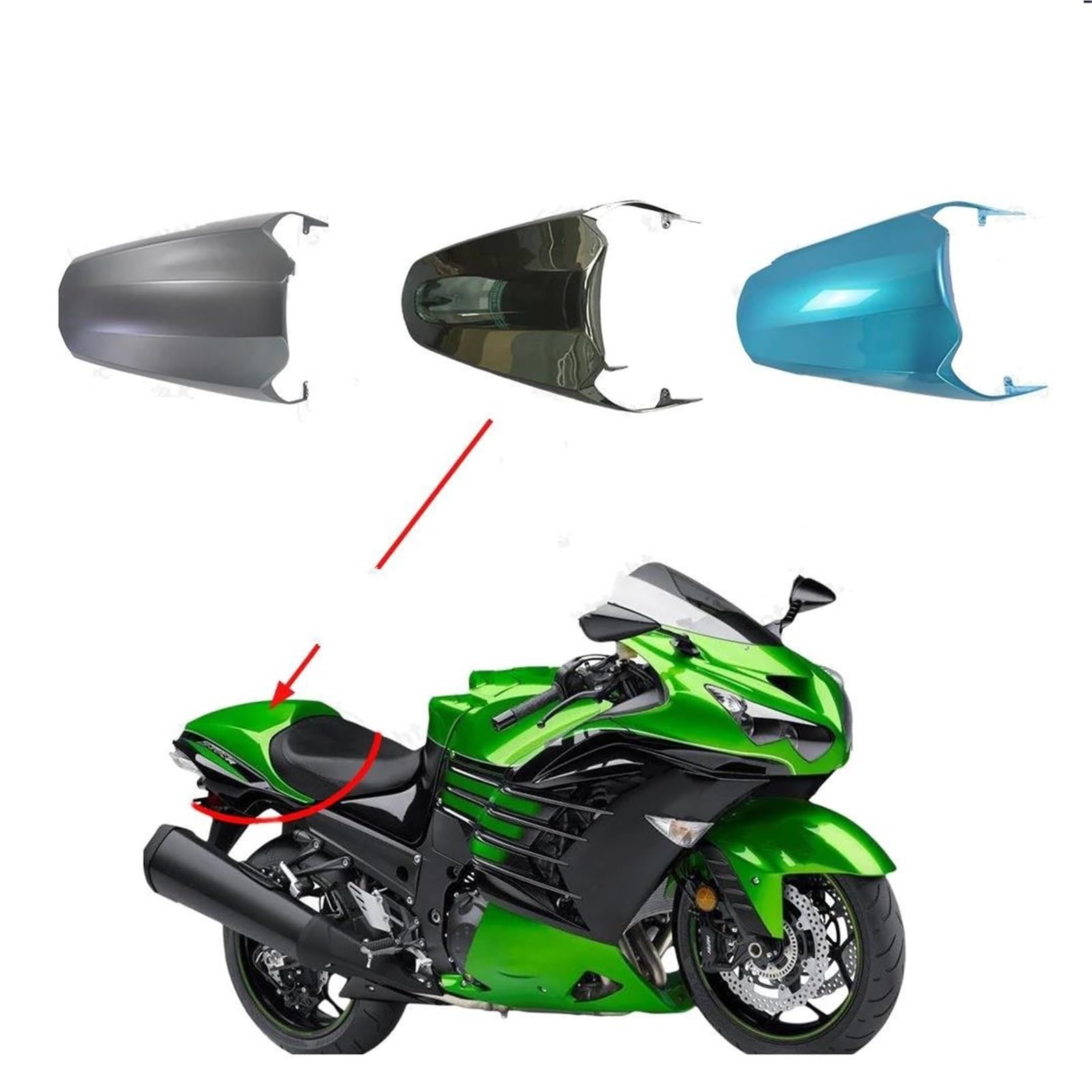Für Kawasaki Für ZX14R 2006 2007 2008 2009 2010-2020 ABS-Kunststoff-Hintere Buckel-Sitzverkleidung Motorrad-Ersatzteile